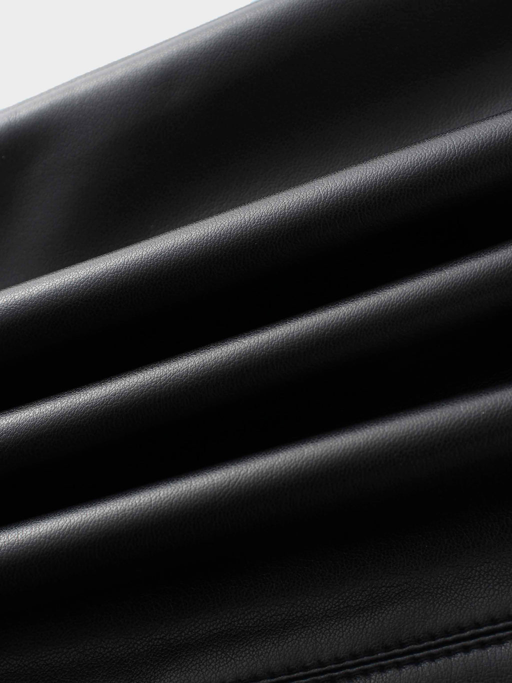 Short A-Line Seamed Faux Leather Skirt-Black