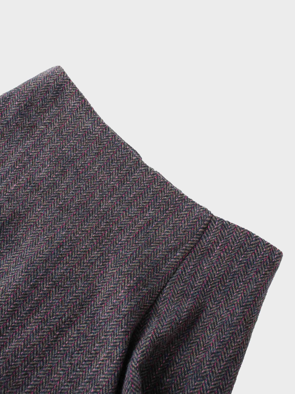 Tweed Herringbone Fringe Skirt 35"-Pink/Purple