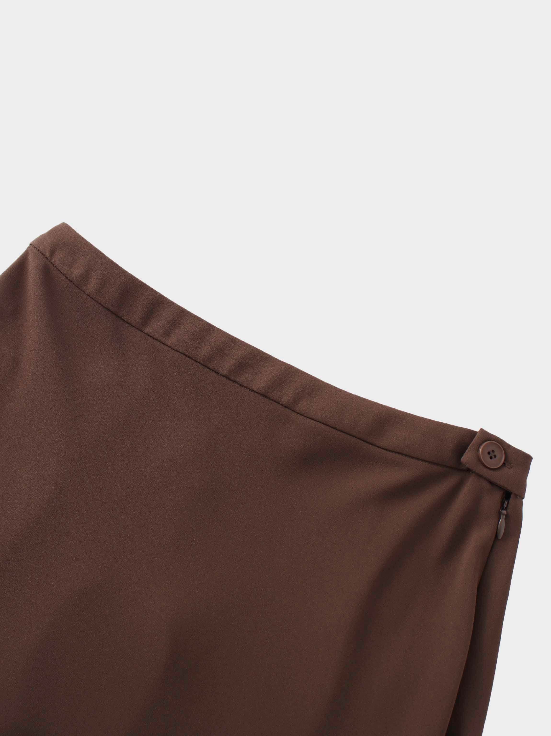 Crepe Flare Skirt-Brown