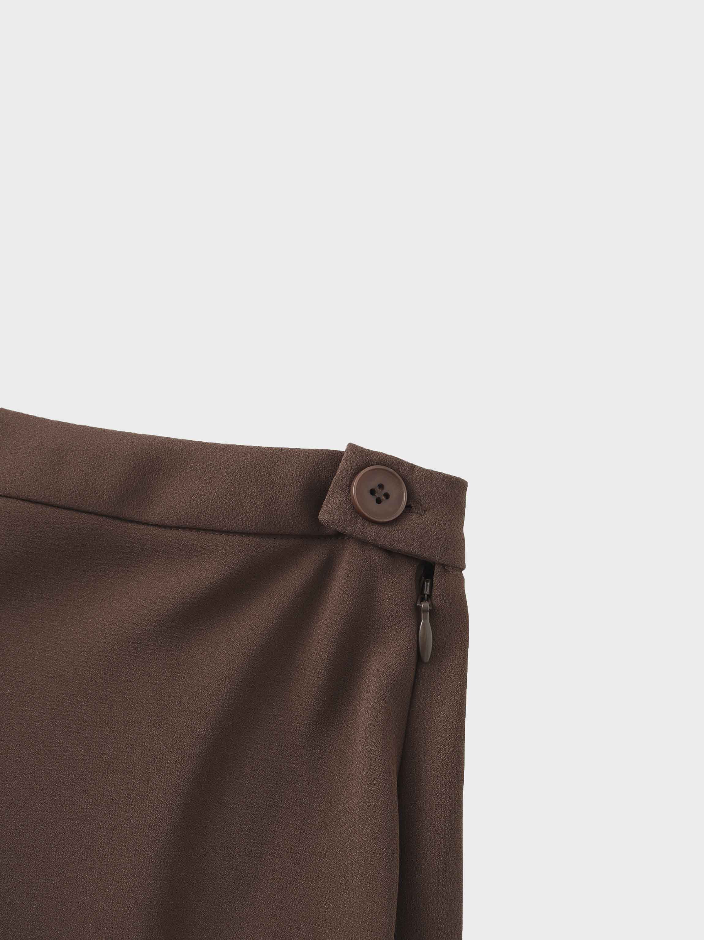 Crepe Flare Skirt-Brown