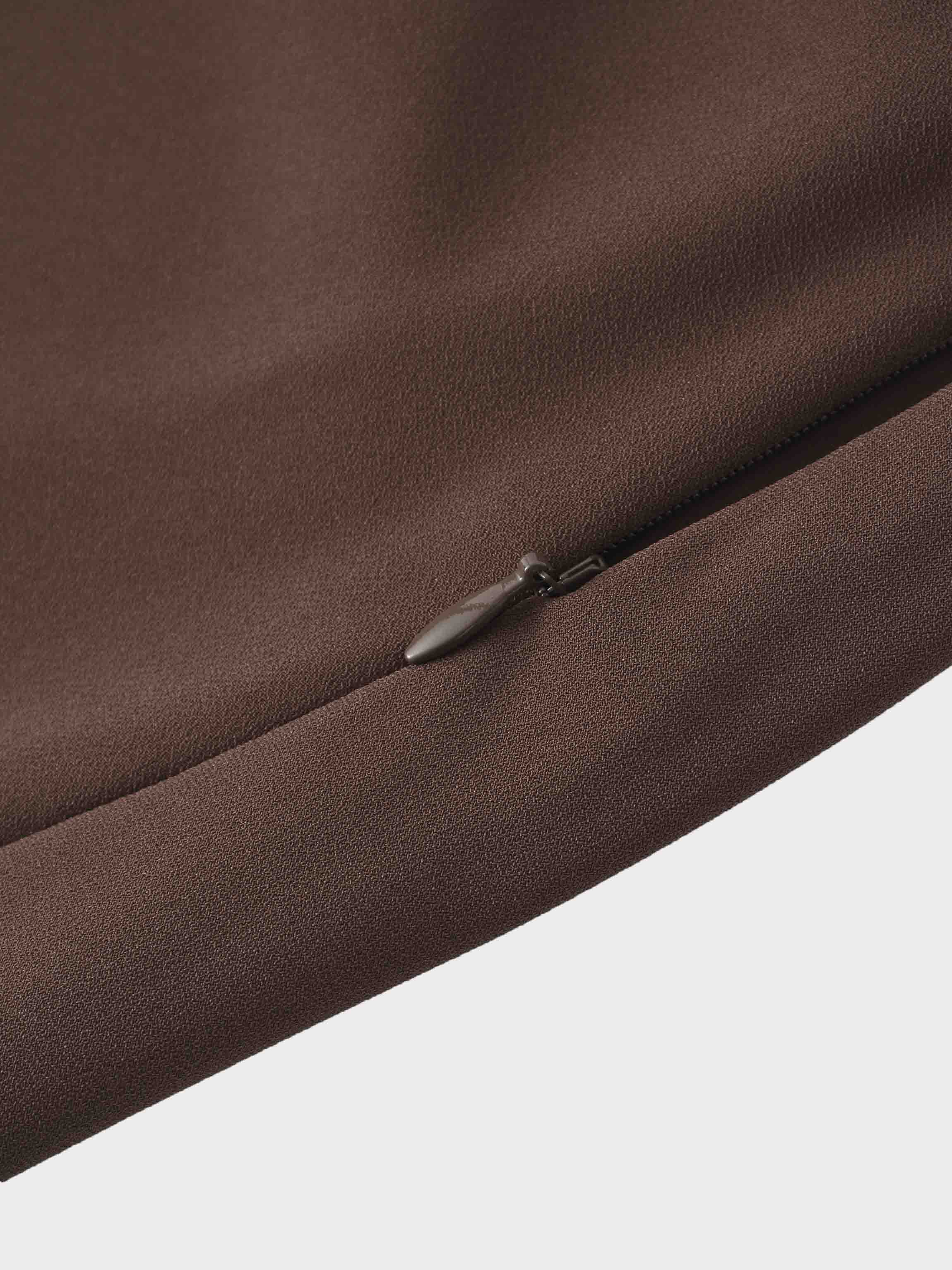 Crepe Flare Skirt-Brown