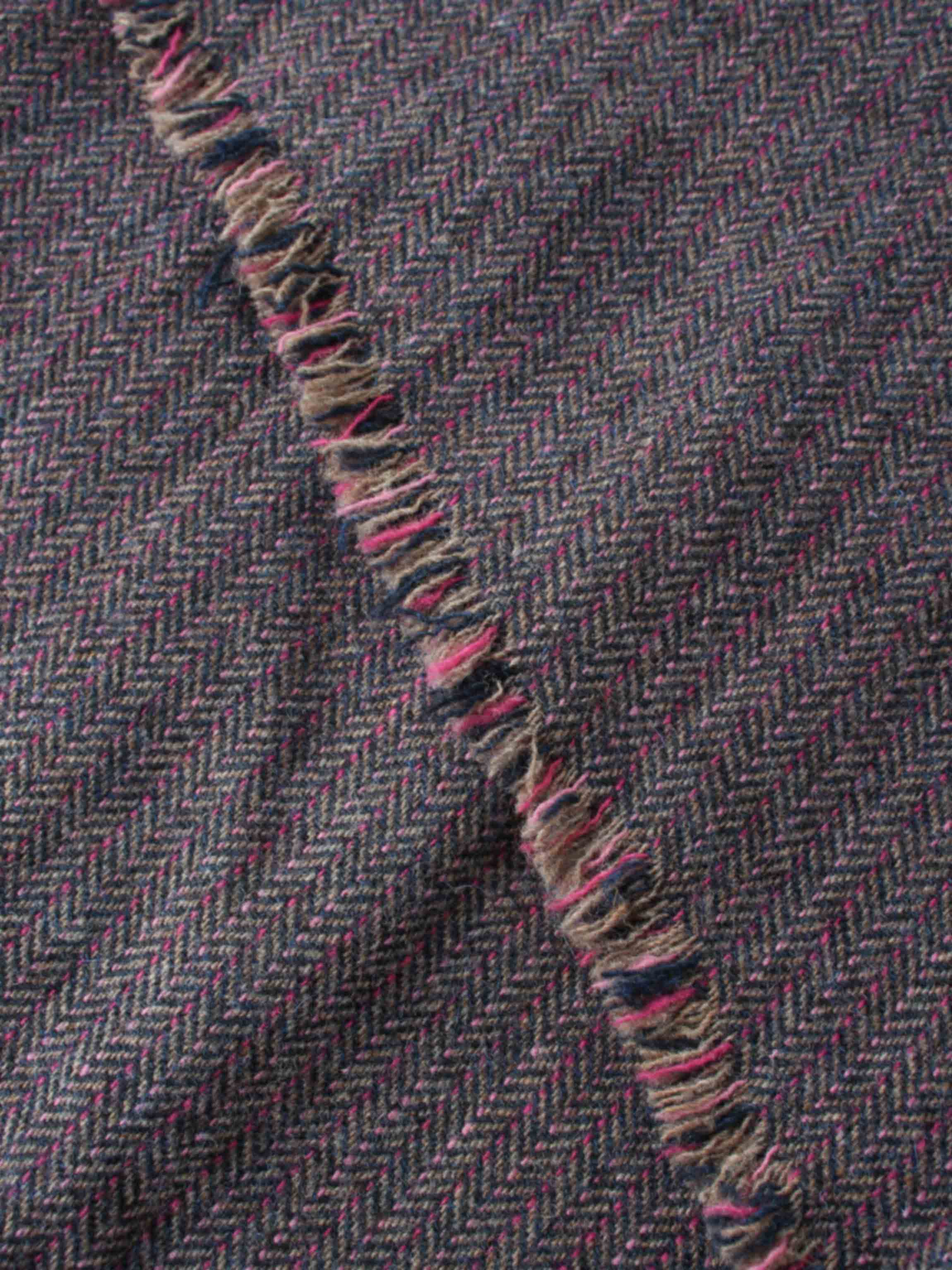 Tweed Herringbone Fringe Skirt 35"-Pink/Purple