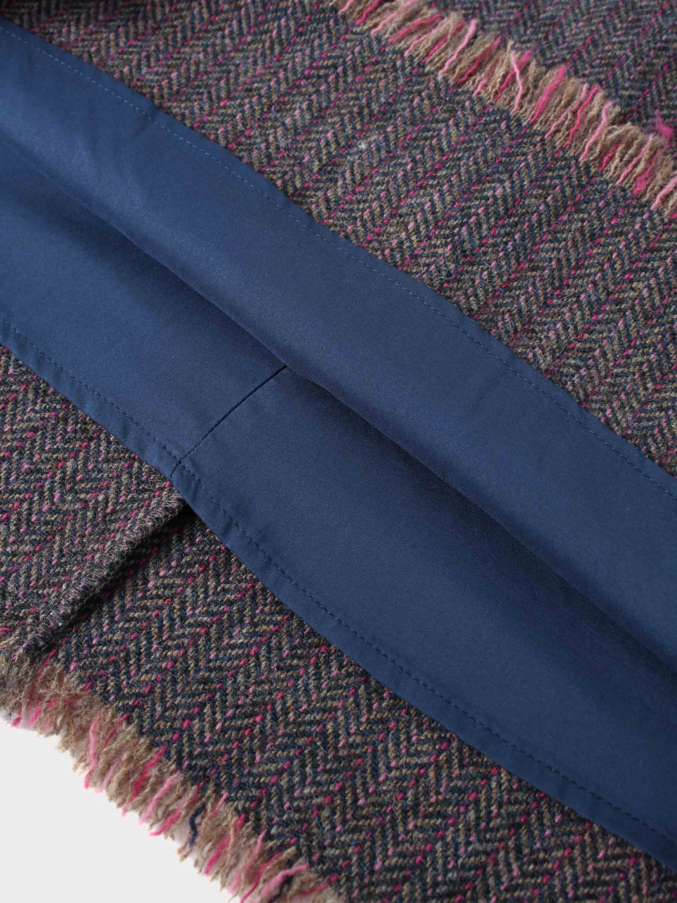 Tweed Herringbone Fringe Skirt 35"-Pink/Purple