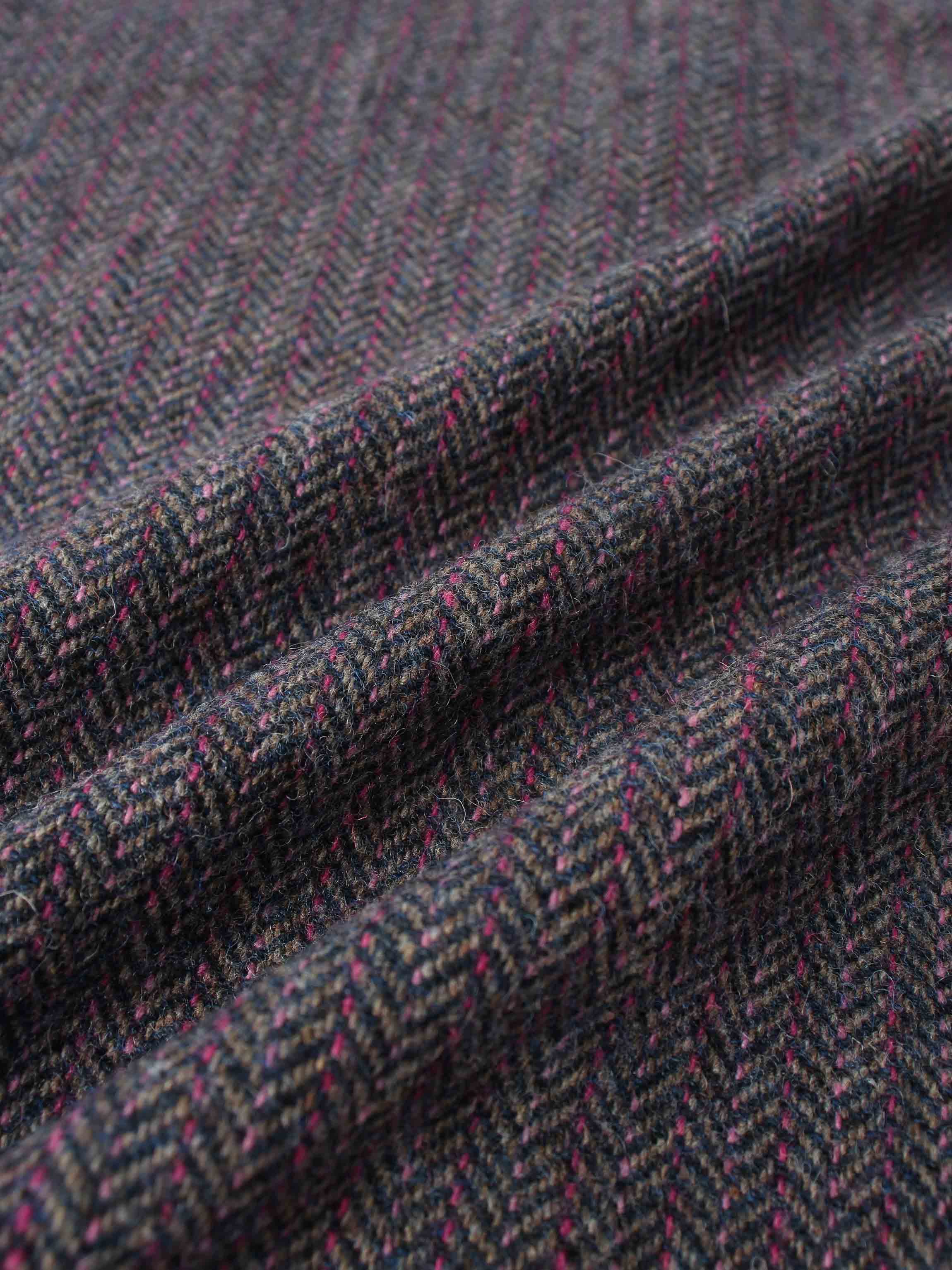 Tweed Herringbone Fringe Skirt 35"-Pink/Purple