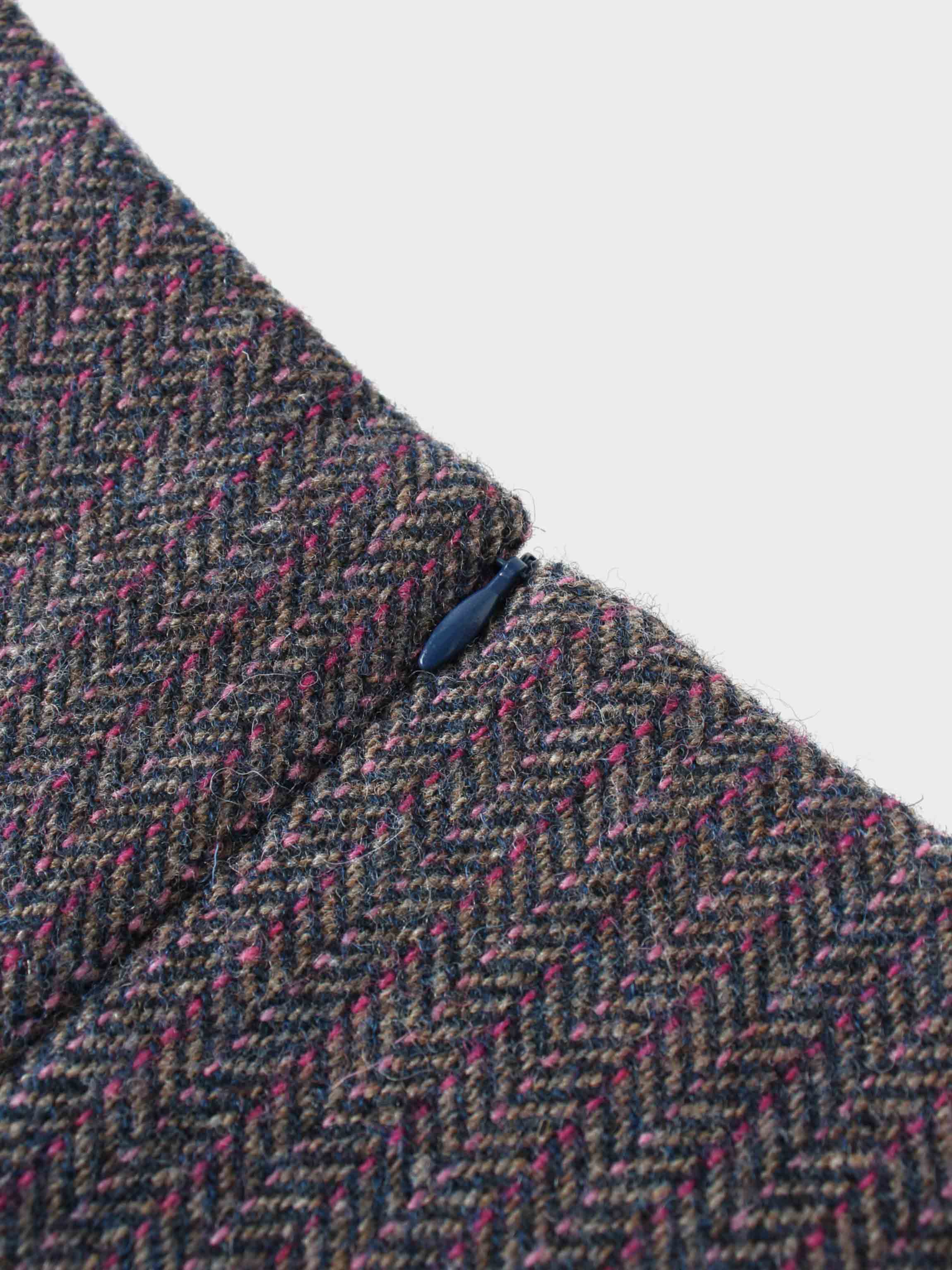 Tweed Herringbone Fringe Skirt 35"-Pink/Purple