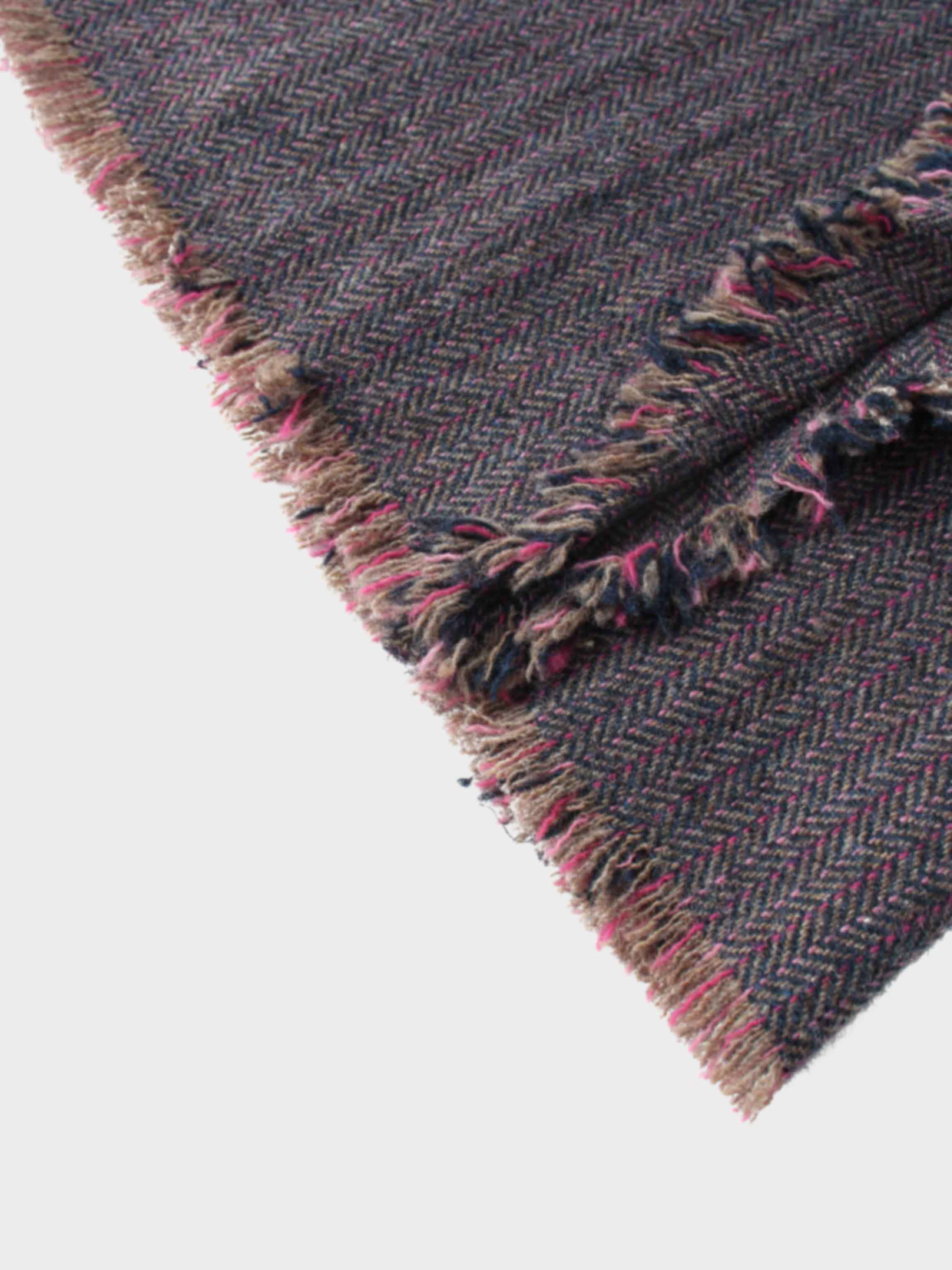 Tweed Herringbone Fringe Skirt 35"-Pink/Purple