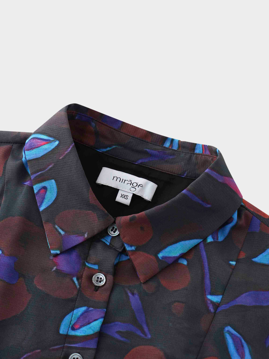 Collared A-Line Shirtdress-Brown Floral