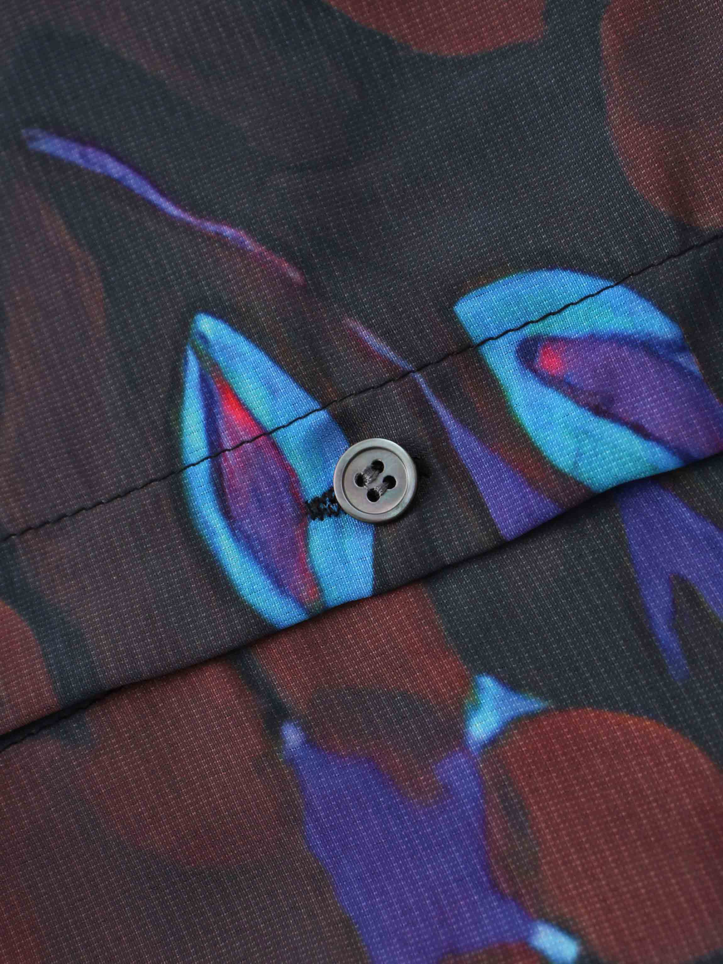 Collared A-Line Shirtdress-Brown Floral