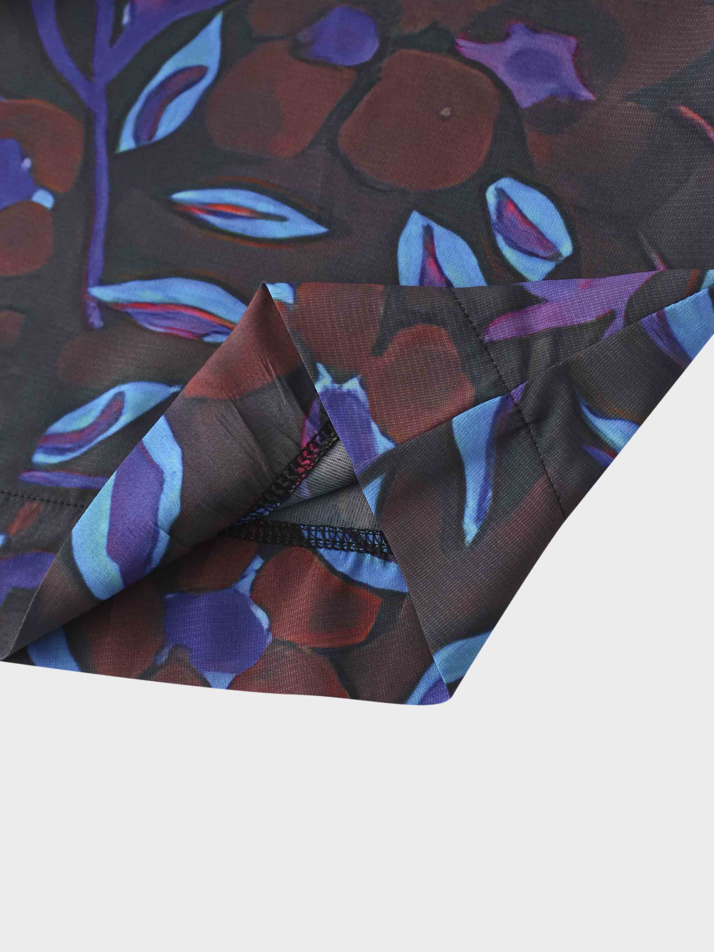 Collared A-Line Shirtdress-Brown Floral