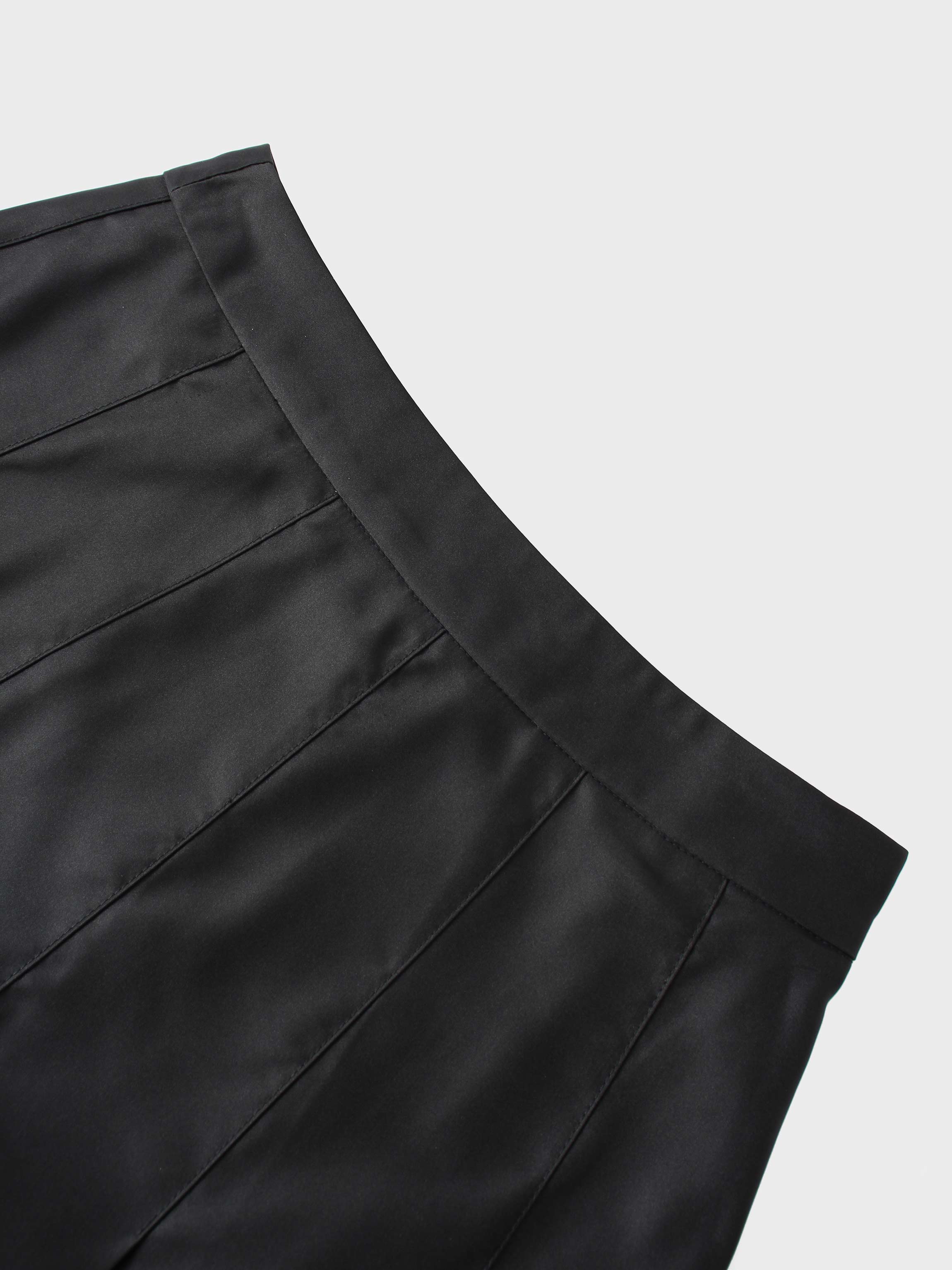 Lux Satin Pleated Skirt 37"-Black