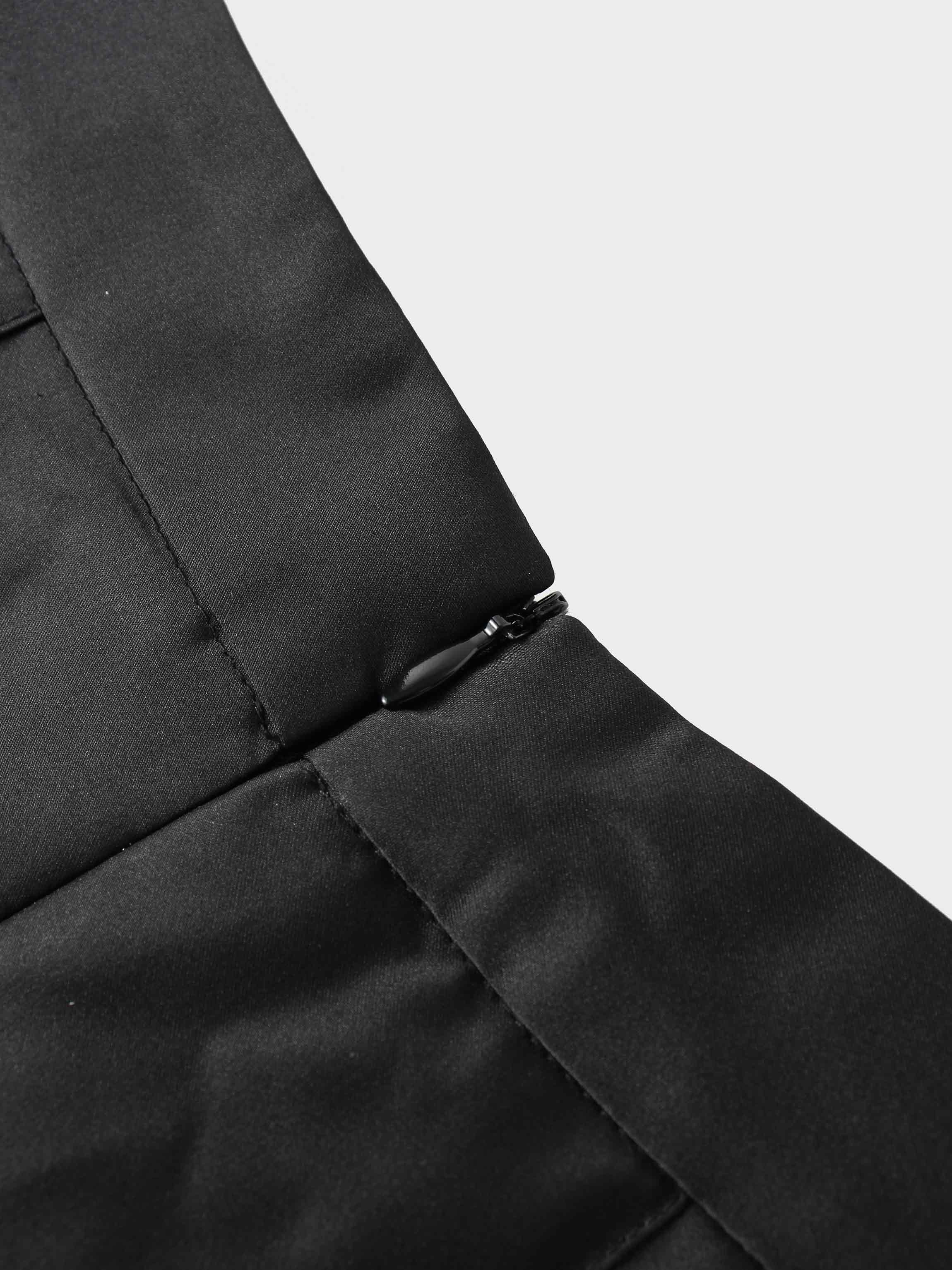 Lux Satin Pleated Skirt 37"-Black