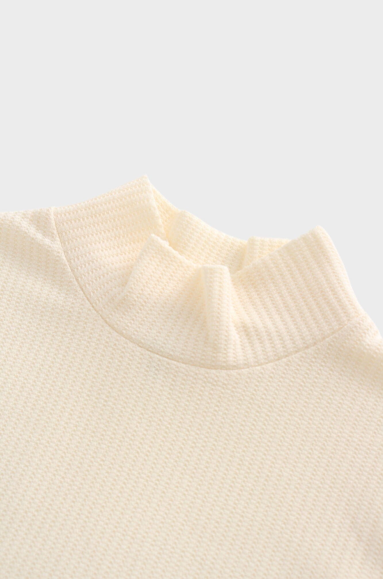Textured Stretch Turtleneck-Ivory