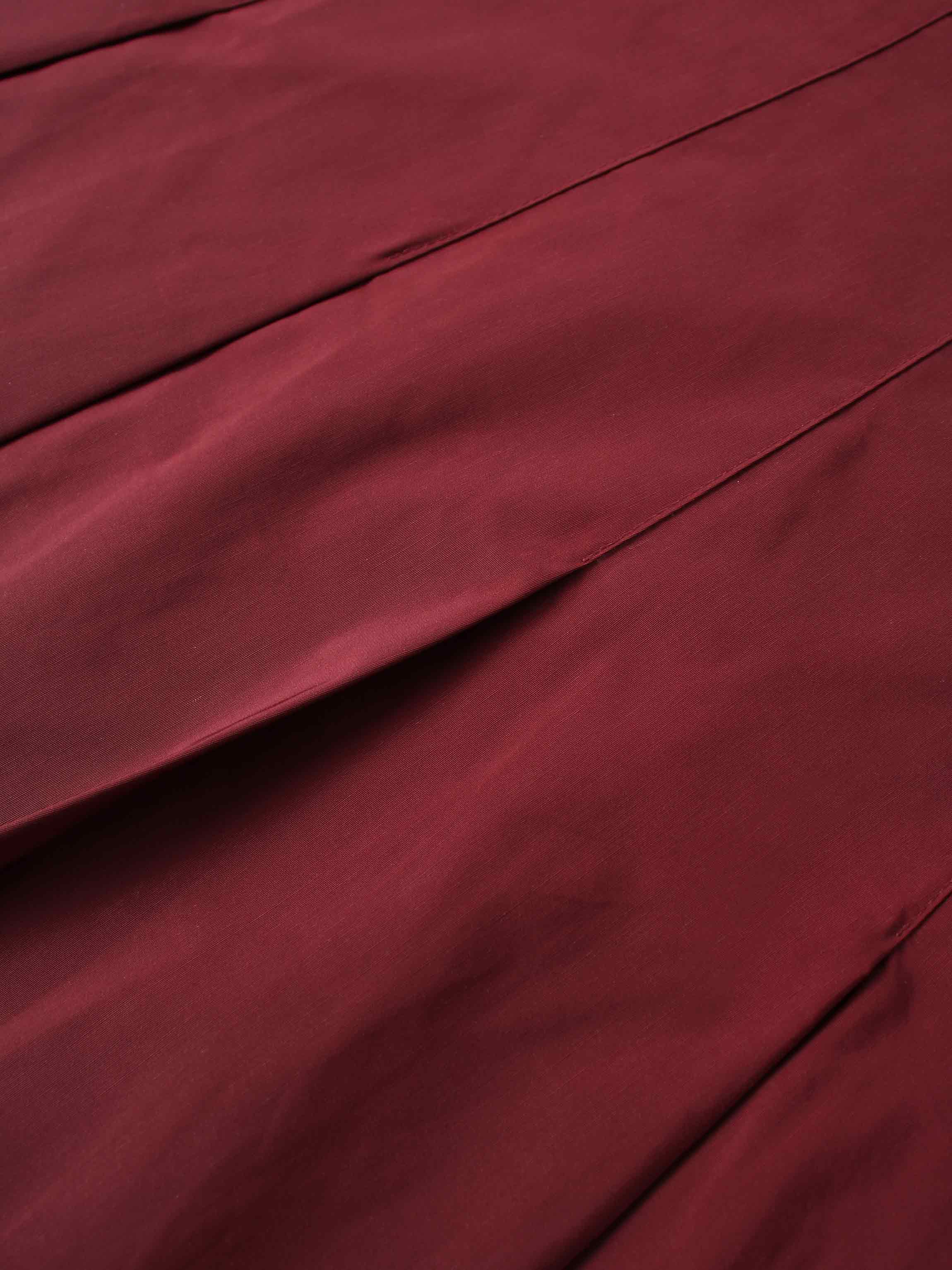 Taffeta Pleat Skirt 26"-Burgundy