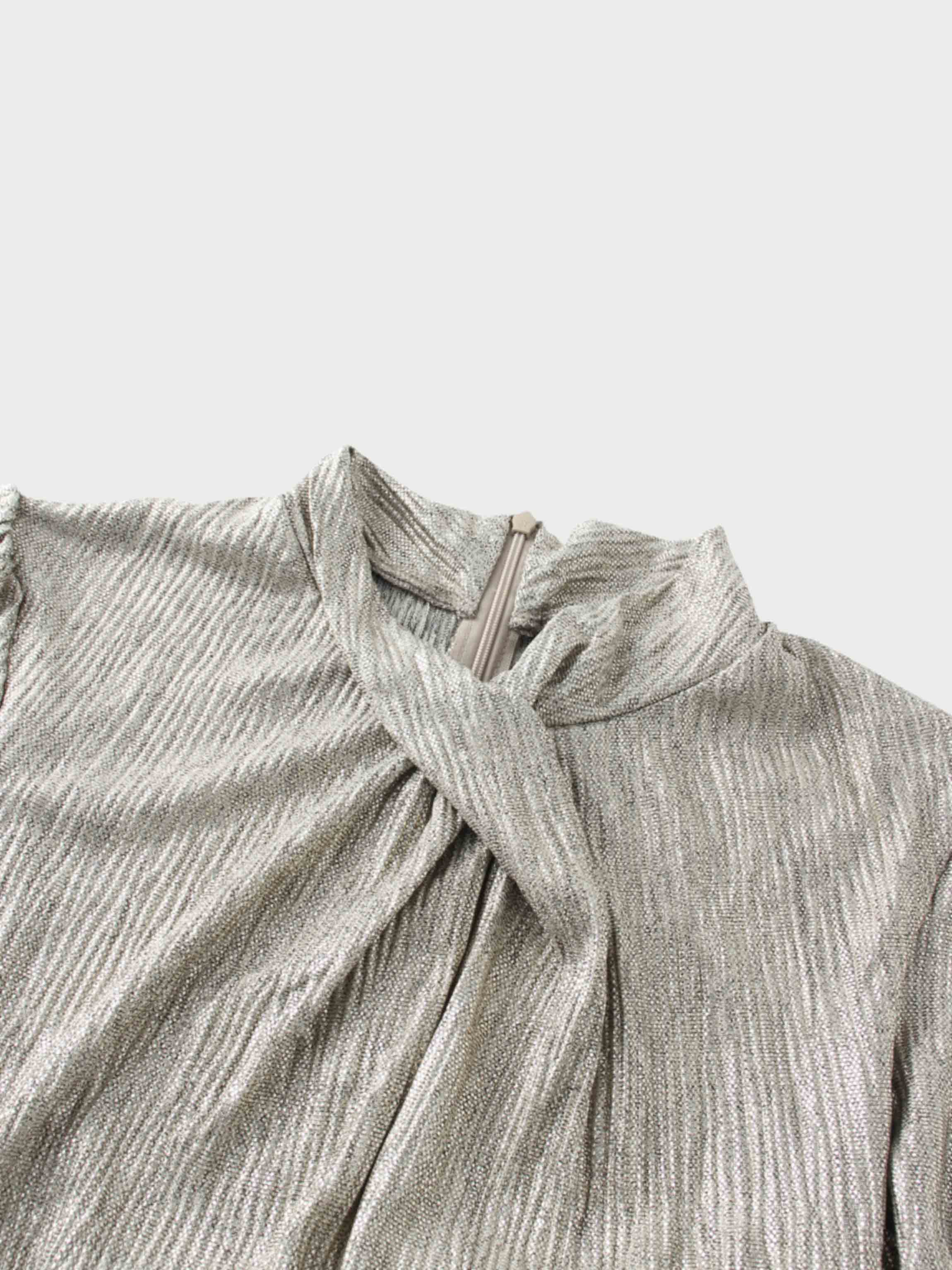 Shimmer Front Knot Pleat Dress 50"-Gold