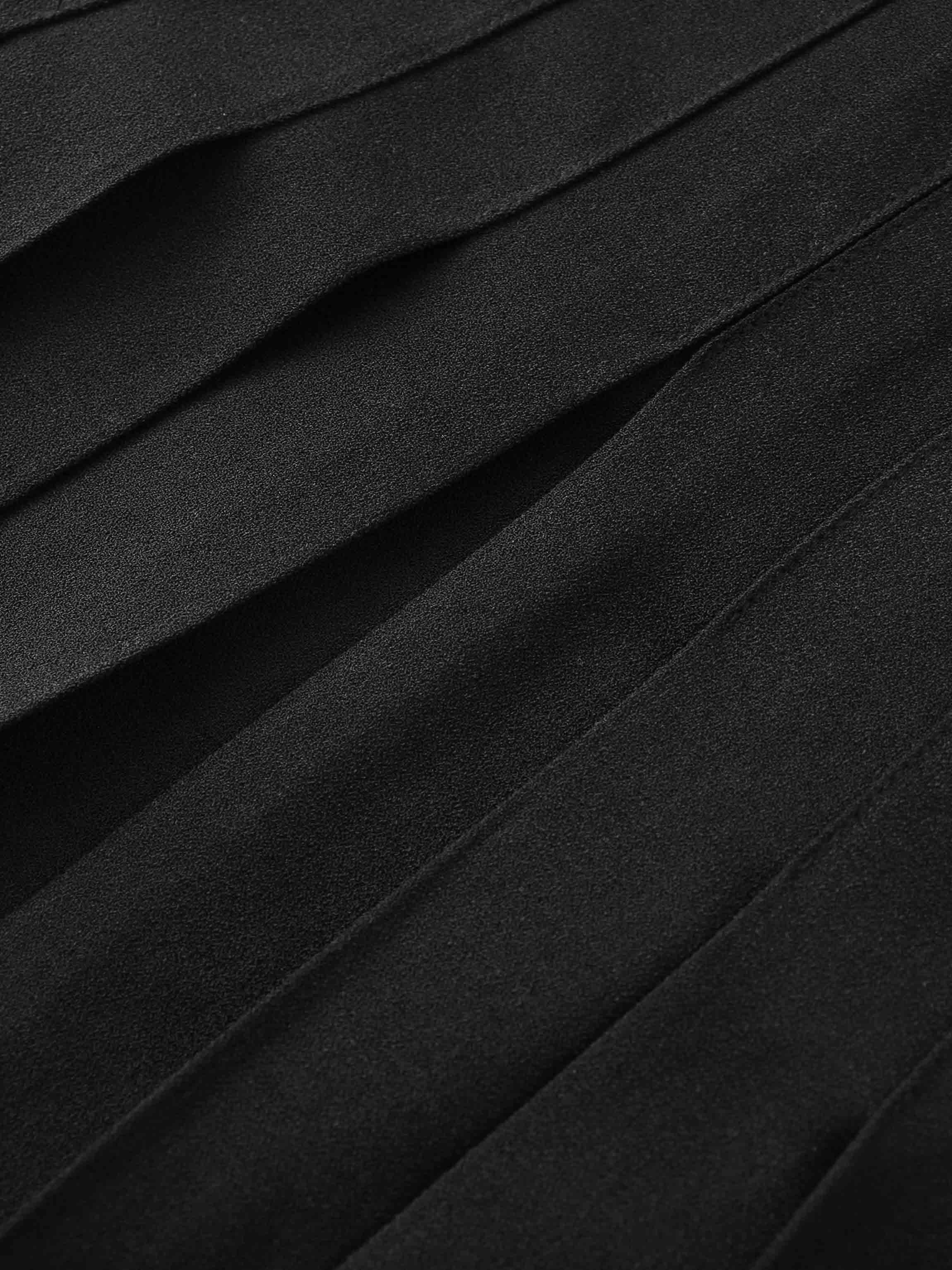 Stitched Down Pleated Jumper-Black