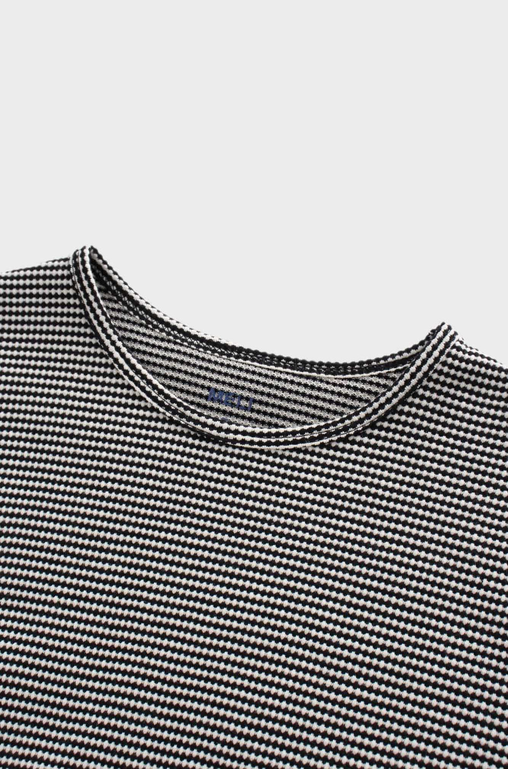 Waffle Striped Crew Tee-Black/White