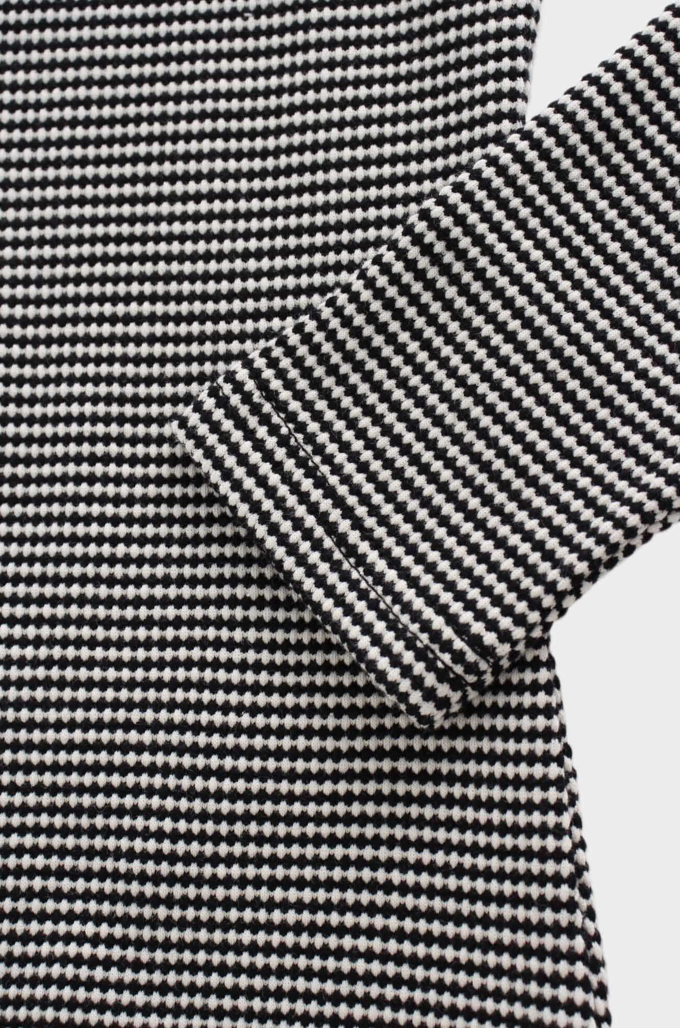 Waffle Striped Crew Tee-Black/White