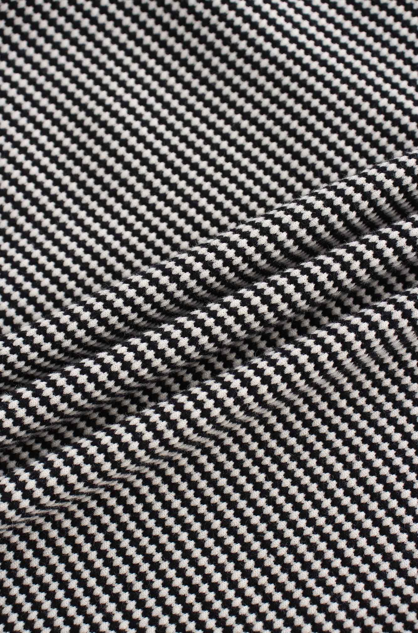 Waffle Striped Crew Tee-Black/White