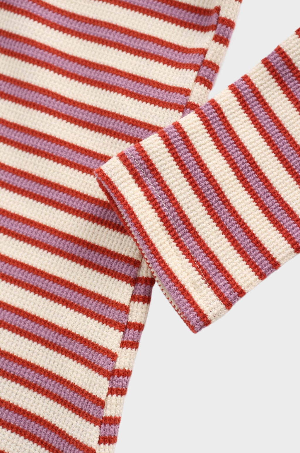 Waffle Striped Crew Tee-Cream/Berry/Lilac