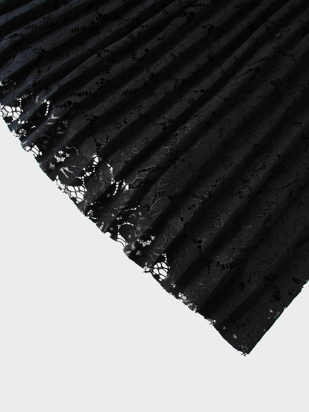 Lace Bottom Pleated Skirt-Black