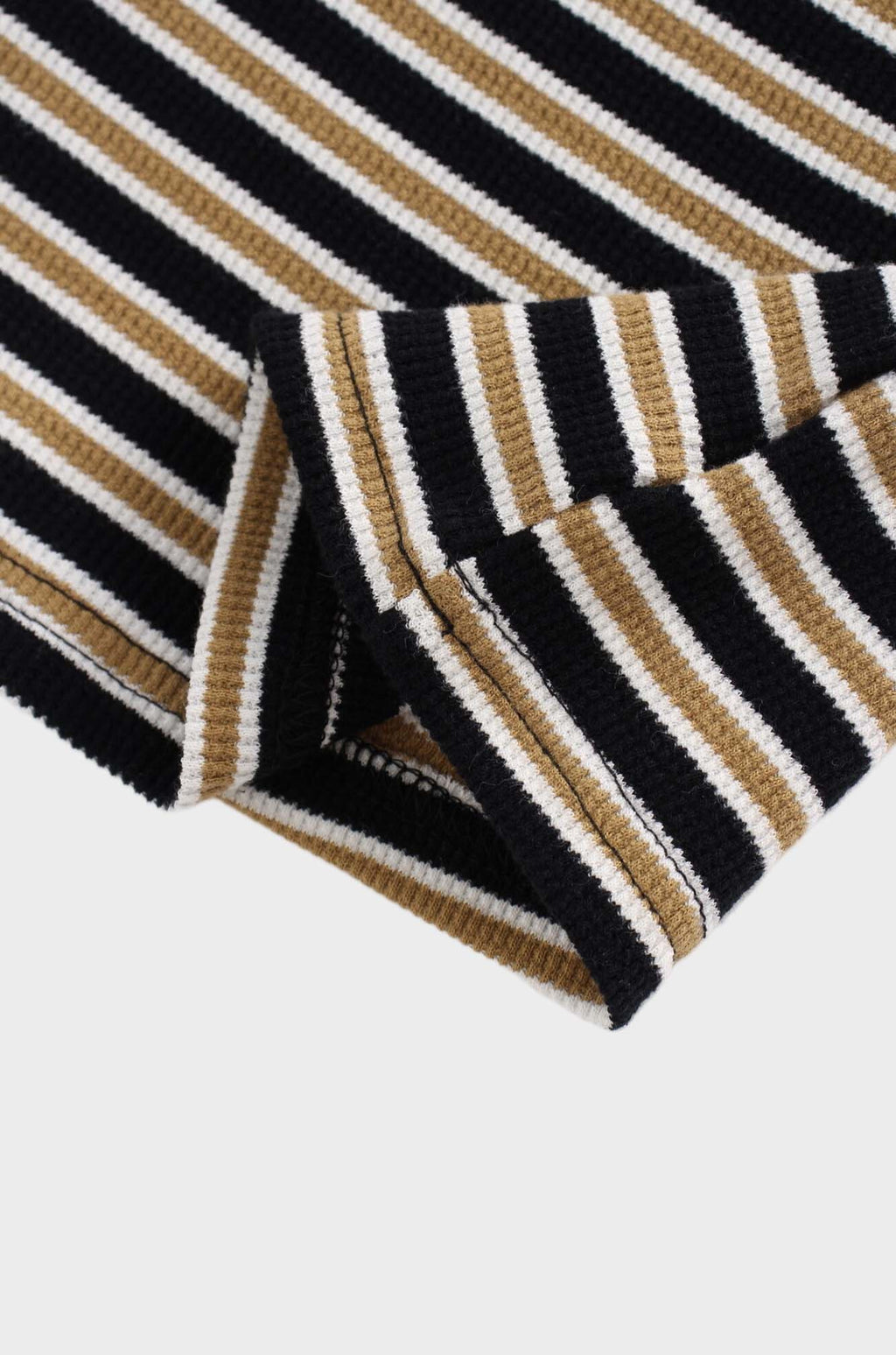 Waffle Striped Crew Tee-Black/White/Gold