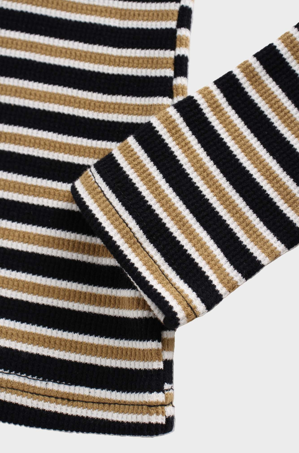 Waffle Striped Crew Tee-Black/White/Gold