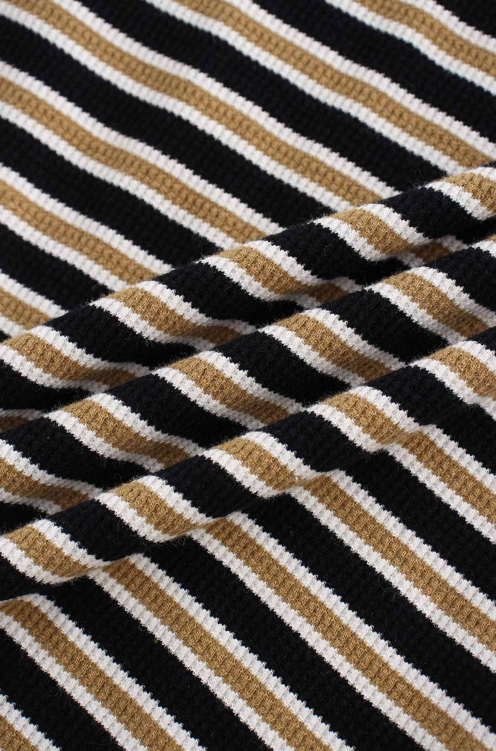 Waffle Striped Crew Tee-Black/White/Gold