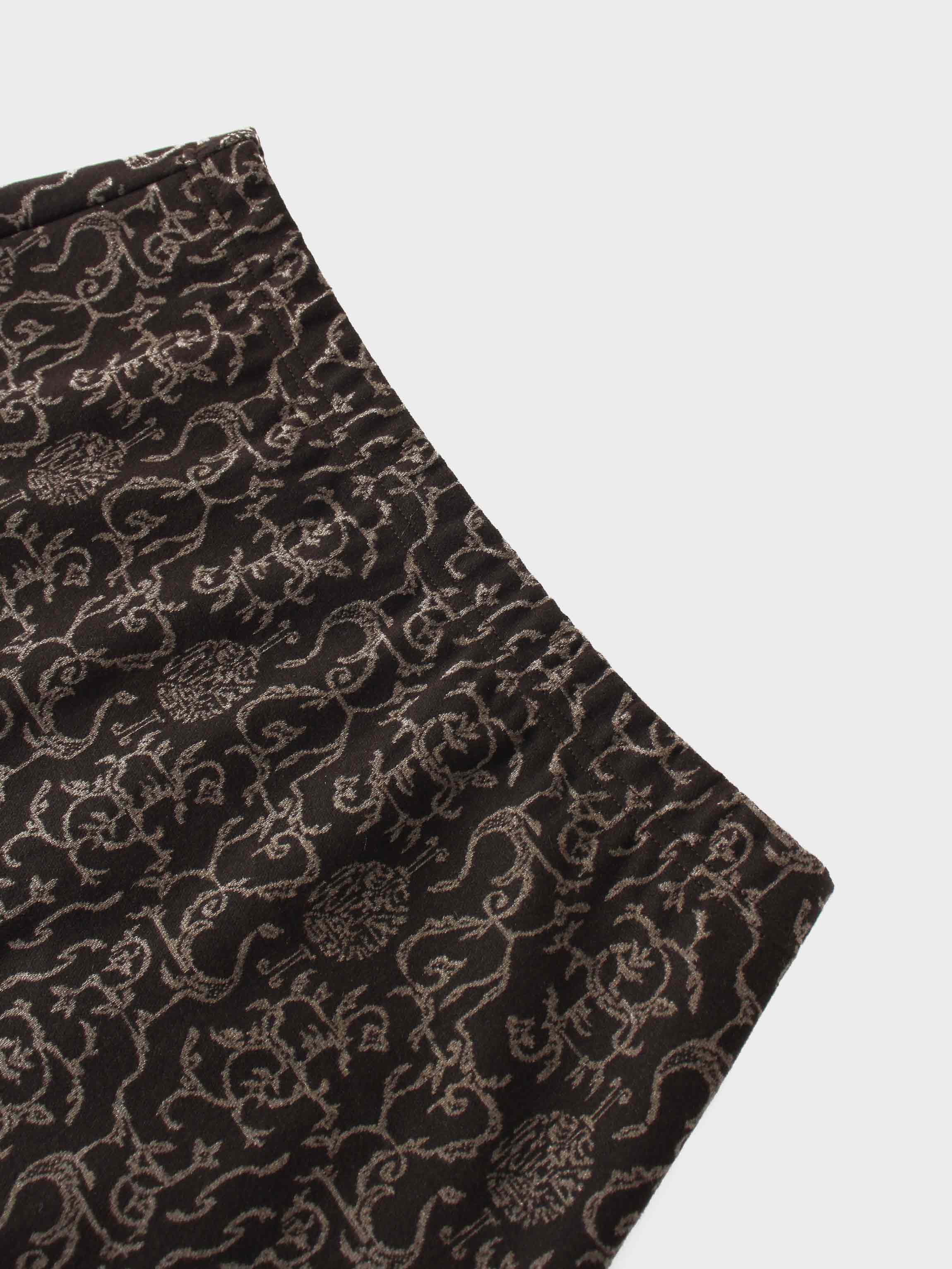 Elastic Waist Maxi Skirt-Brown Vines