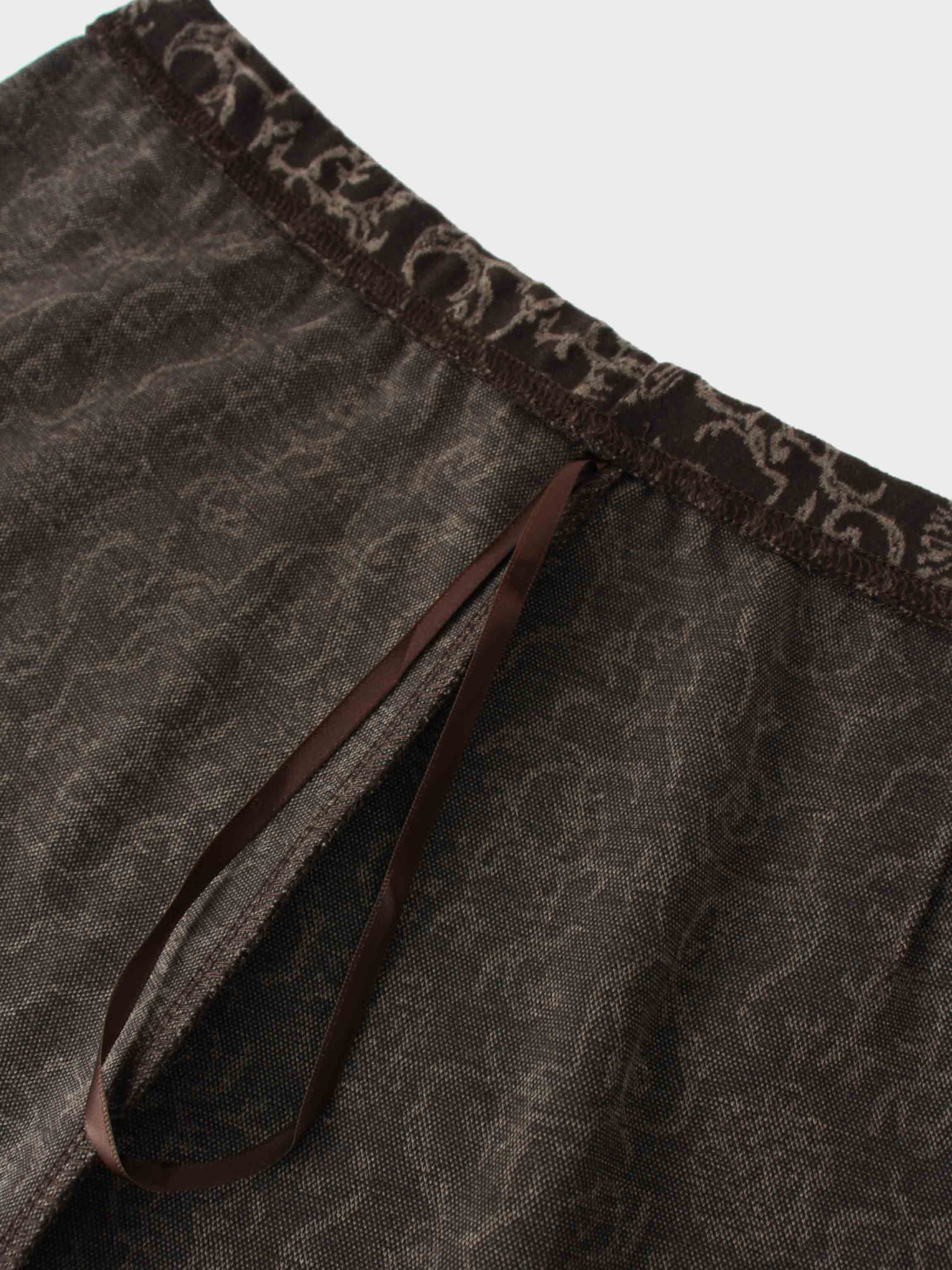 Elastic Waist Maxi Skirt-Brown Vines