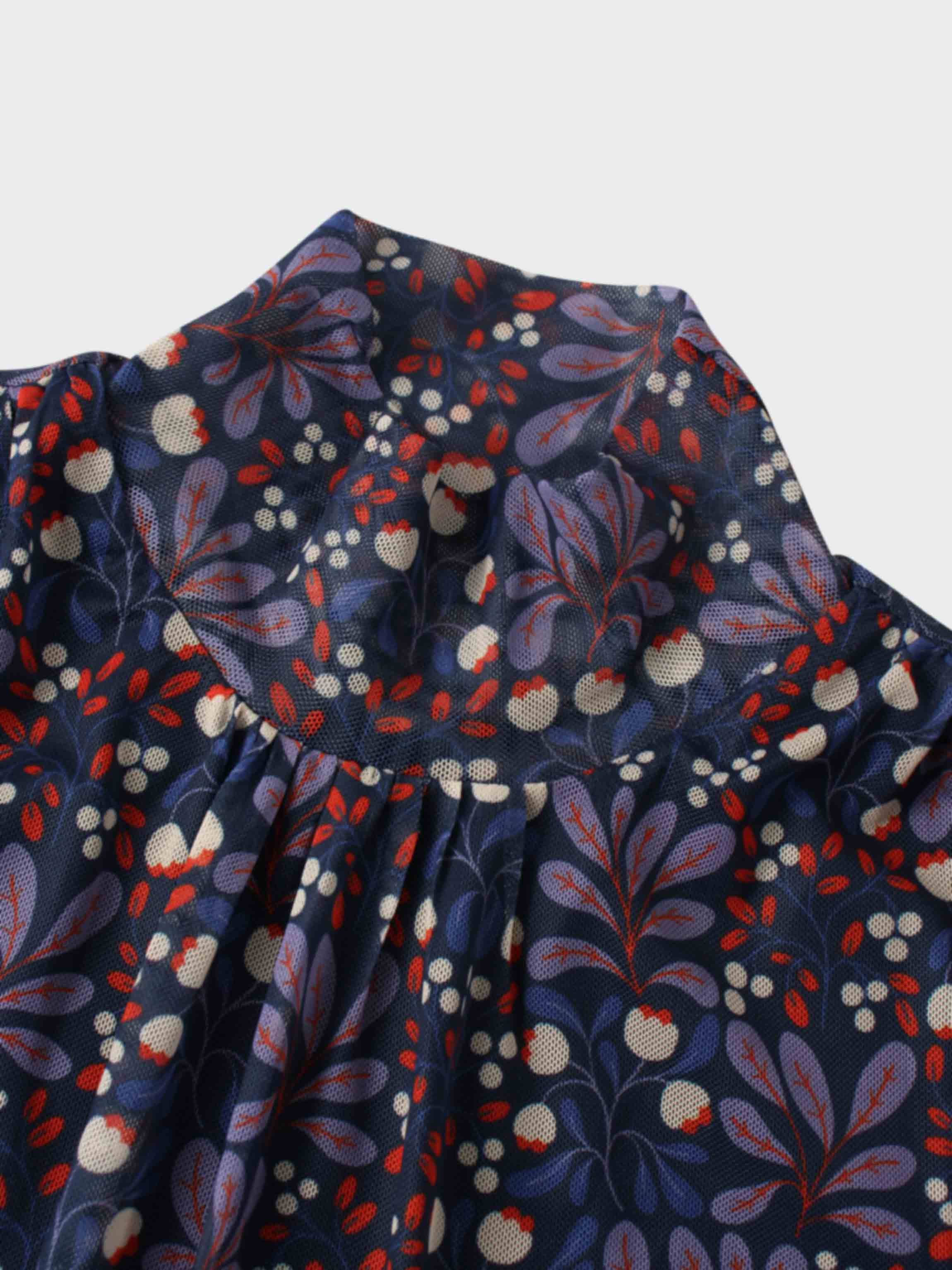 Mesh Mock Neck Top-Lilac Flower