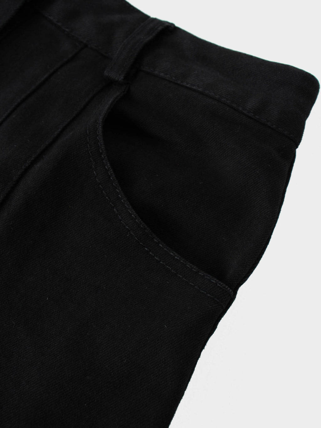 Drop Waist Denim Skirt-Black