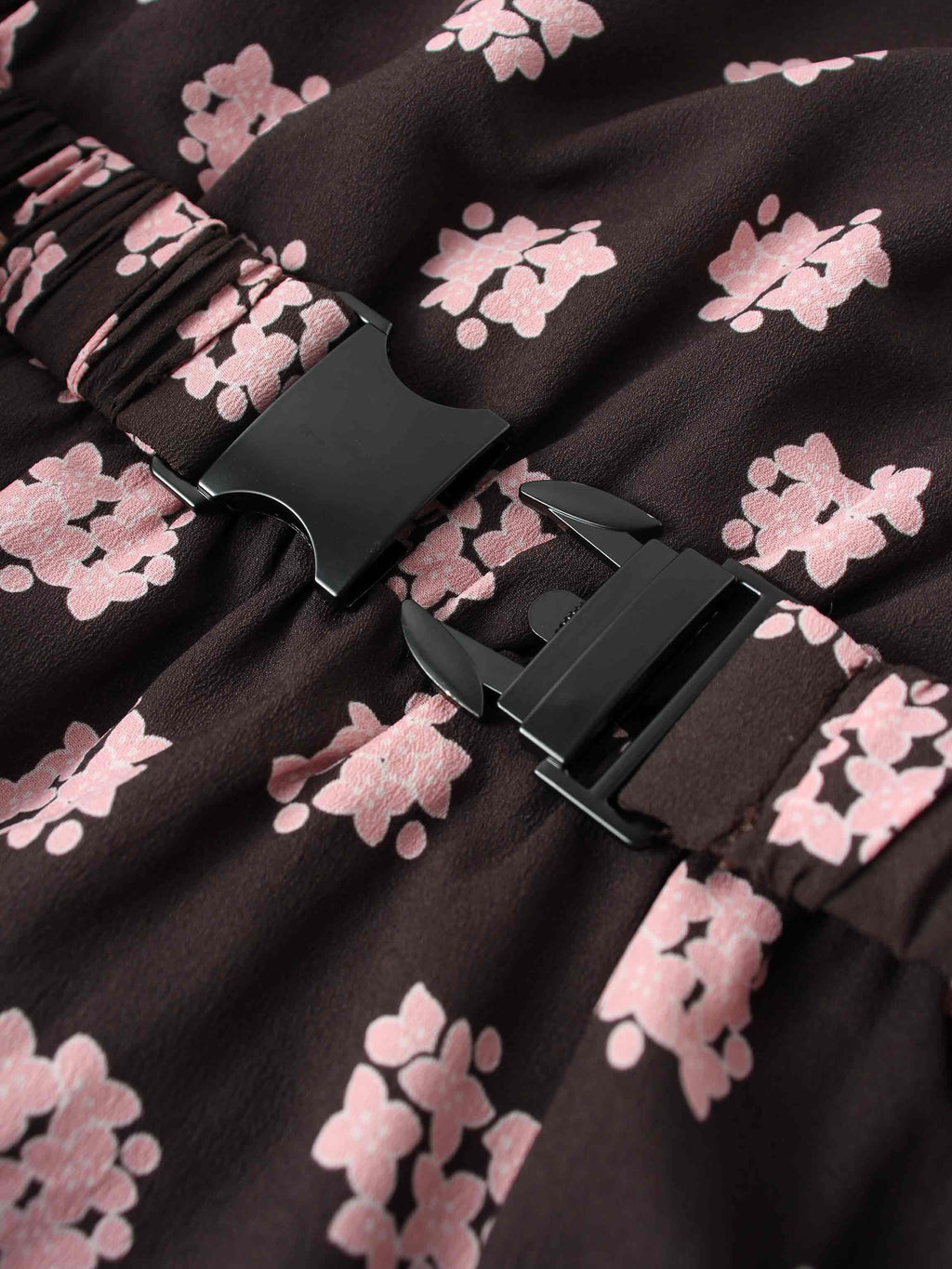 Layered Belted Dress-Brown and Pink