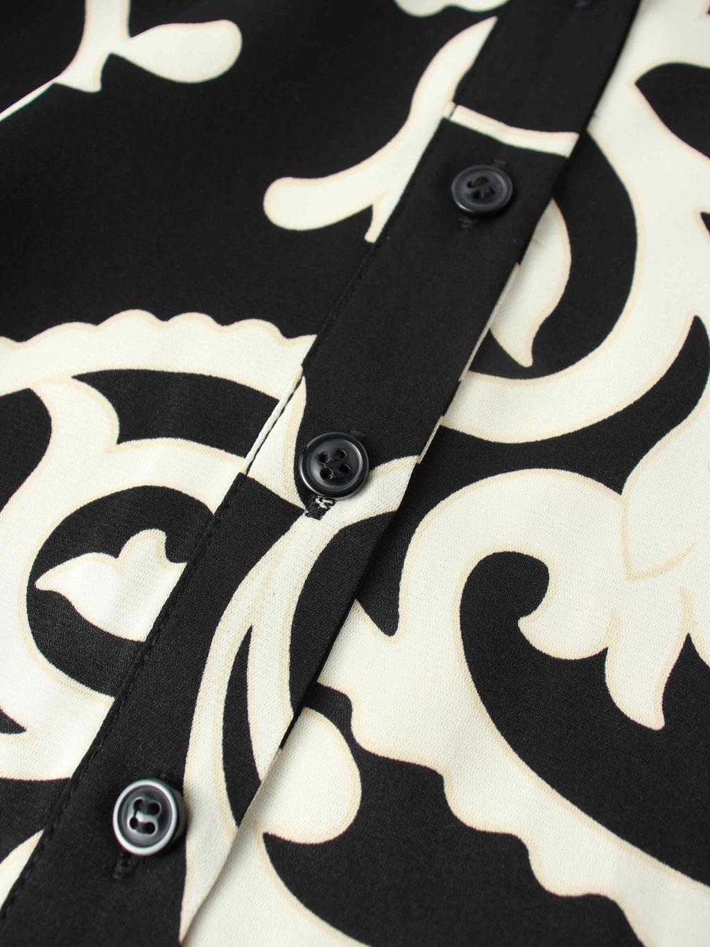 Long Button Down Shirtdress-Black/White Floral