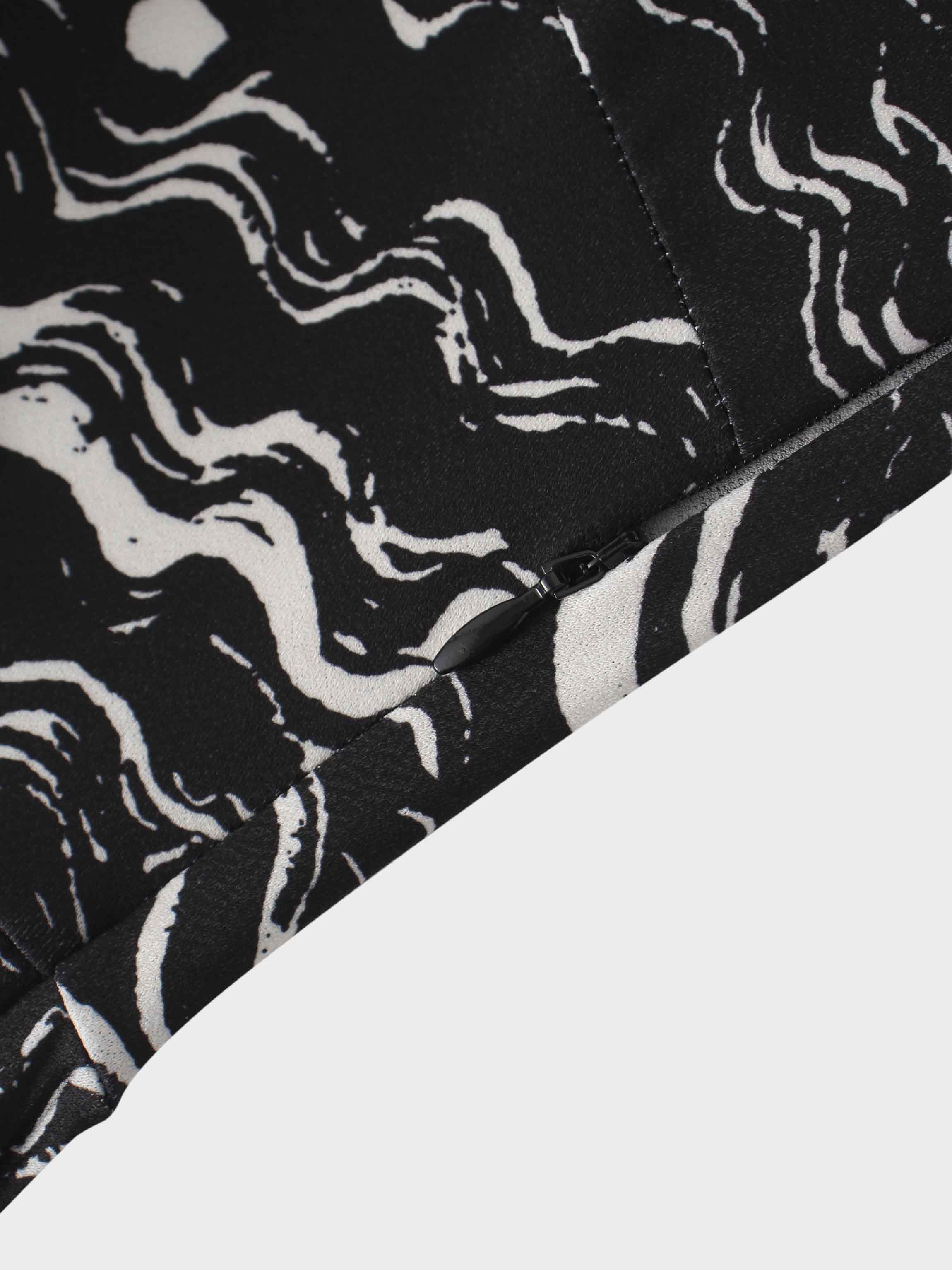 Pleat Bottom Stretch Maxi Dress-Black/White