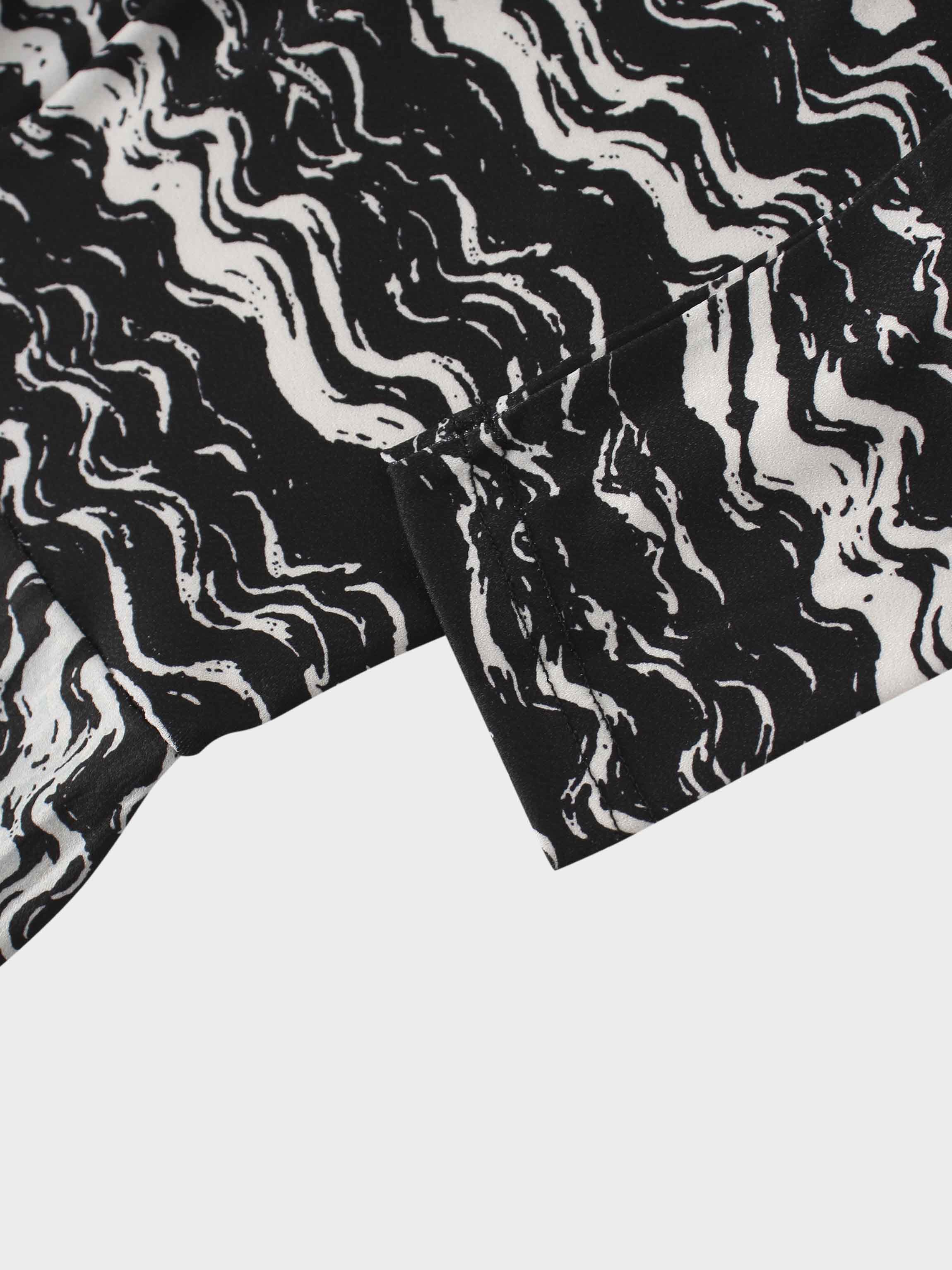 Pleat Bottom Stretch Maxi Dress-Black/White