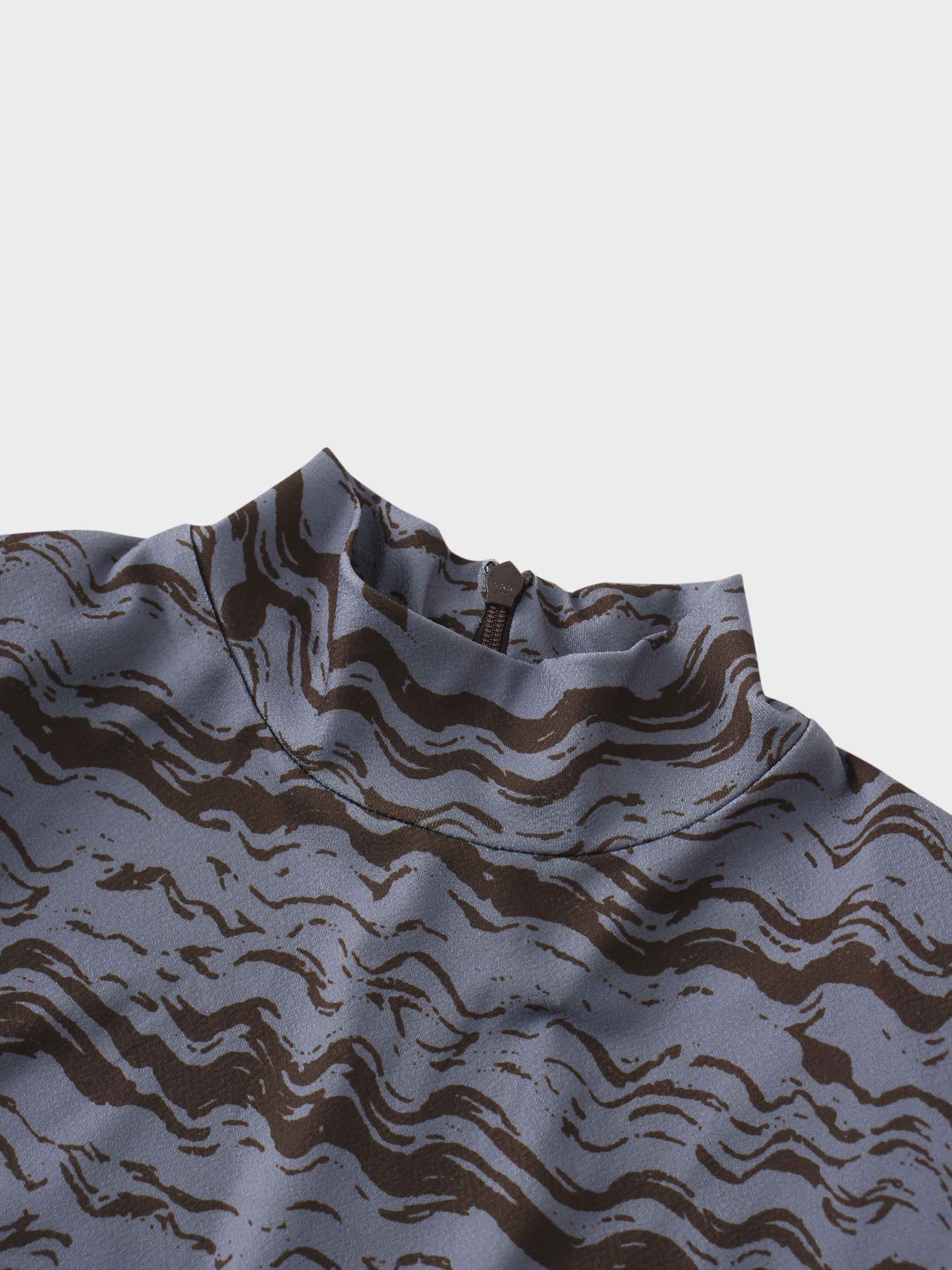 Pleat Bottom Stretch Maxi Dress-Grey/Brown