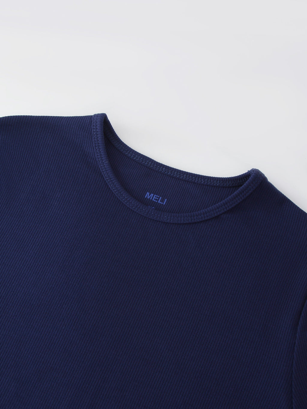 CLASSIC RIBBED CREW TEE LS-NAVY