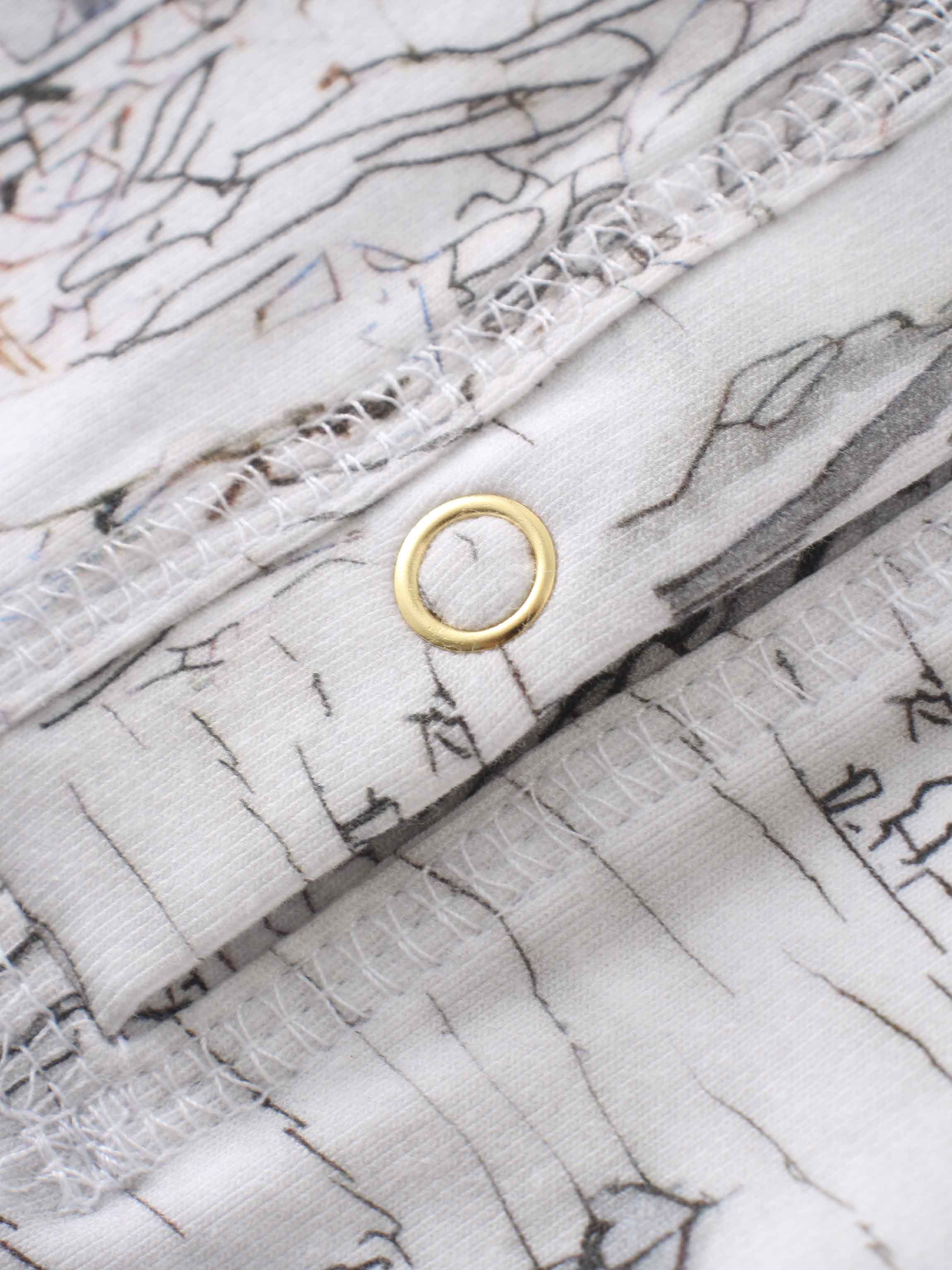 Printed Collar Snap Tee-Sketch