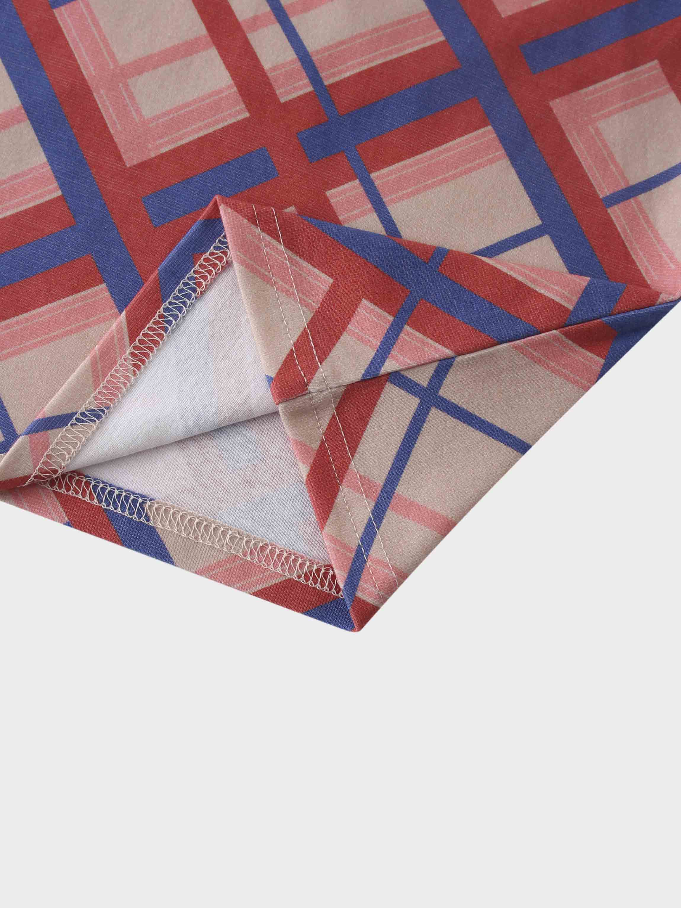 Printed Collar Snap Tee-Mix Plaid