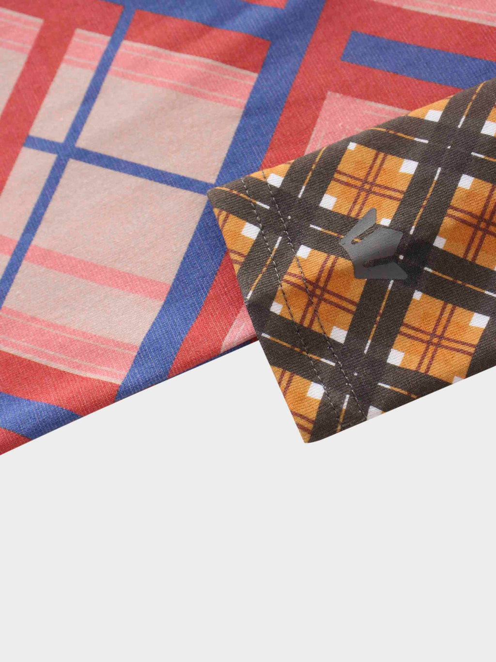 Printed Collar Snap Tee-Mix Plaid