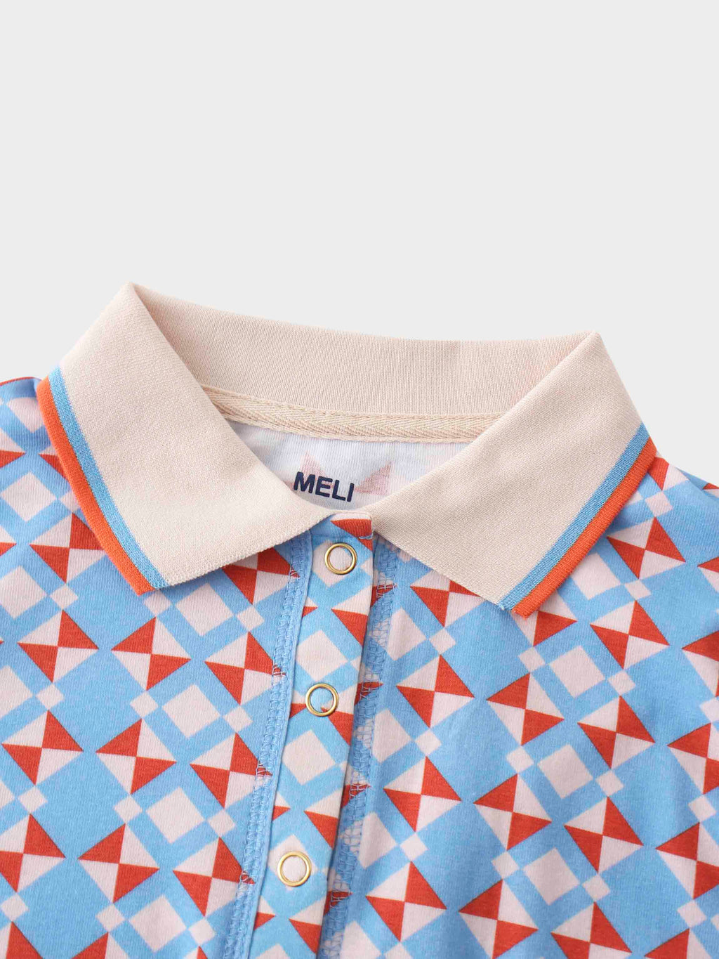 Printed Collar Snap Tee-Kaleidoscope Geo