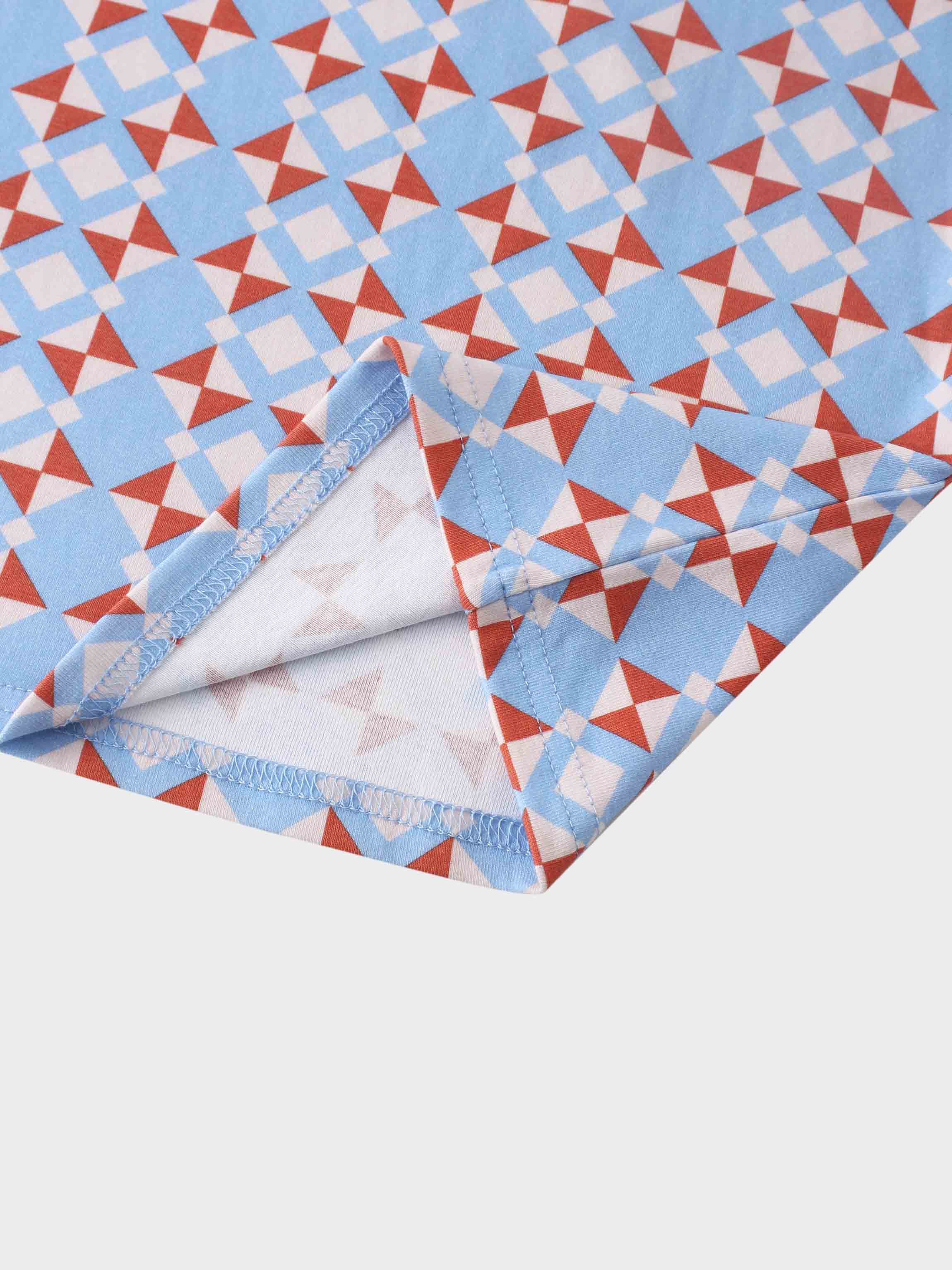 Printed Collar Snap Tee-Kaleidoscope Geo