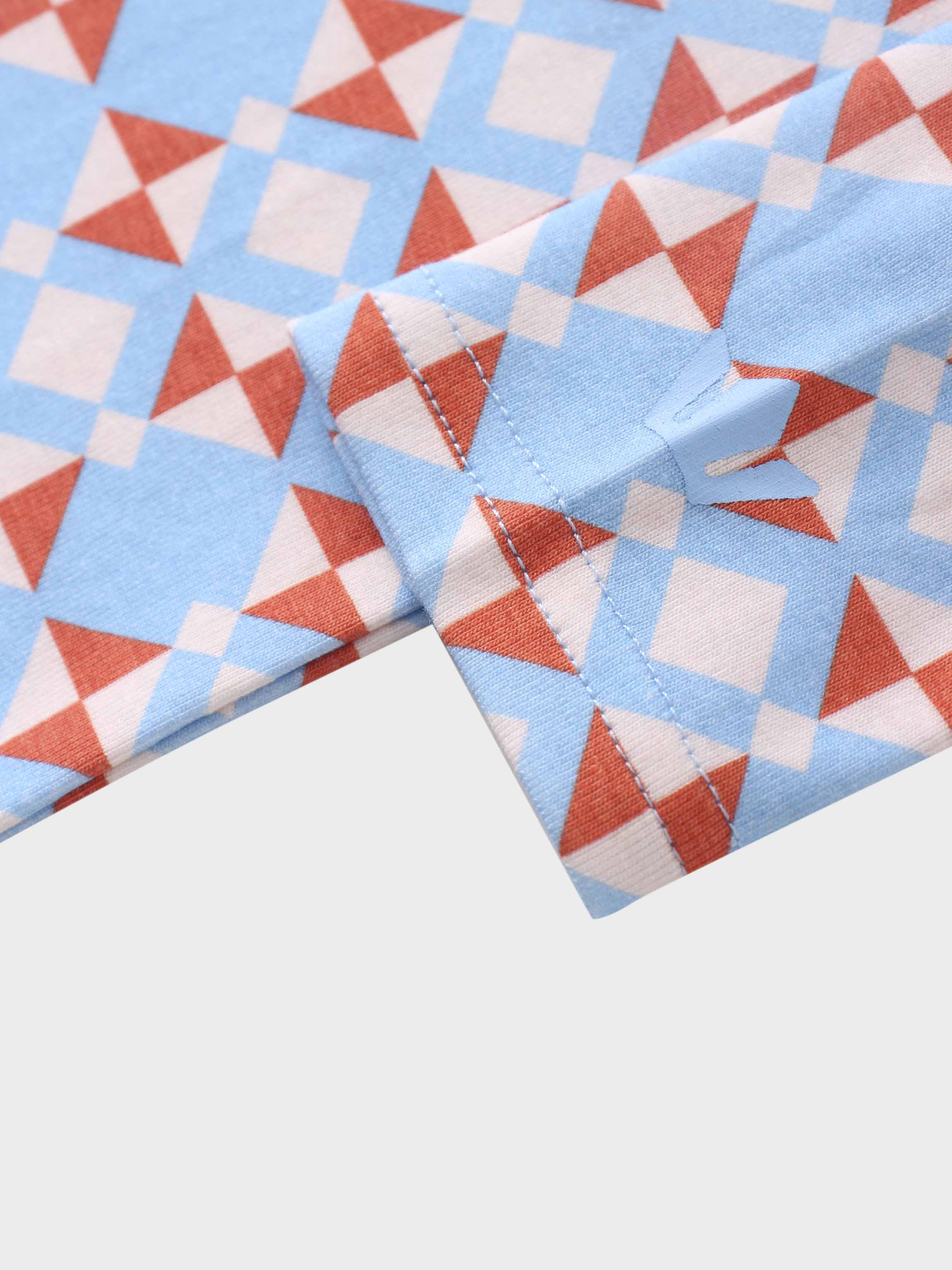 Printed Collar Snap Tee-Kaleidoscope Geo