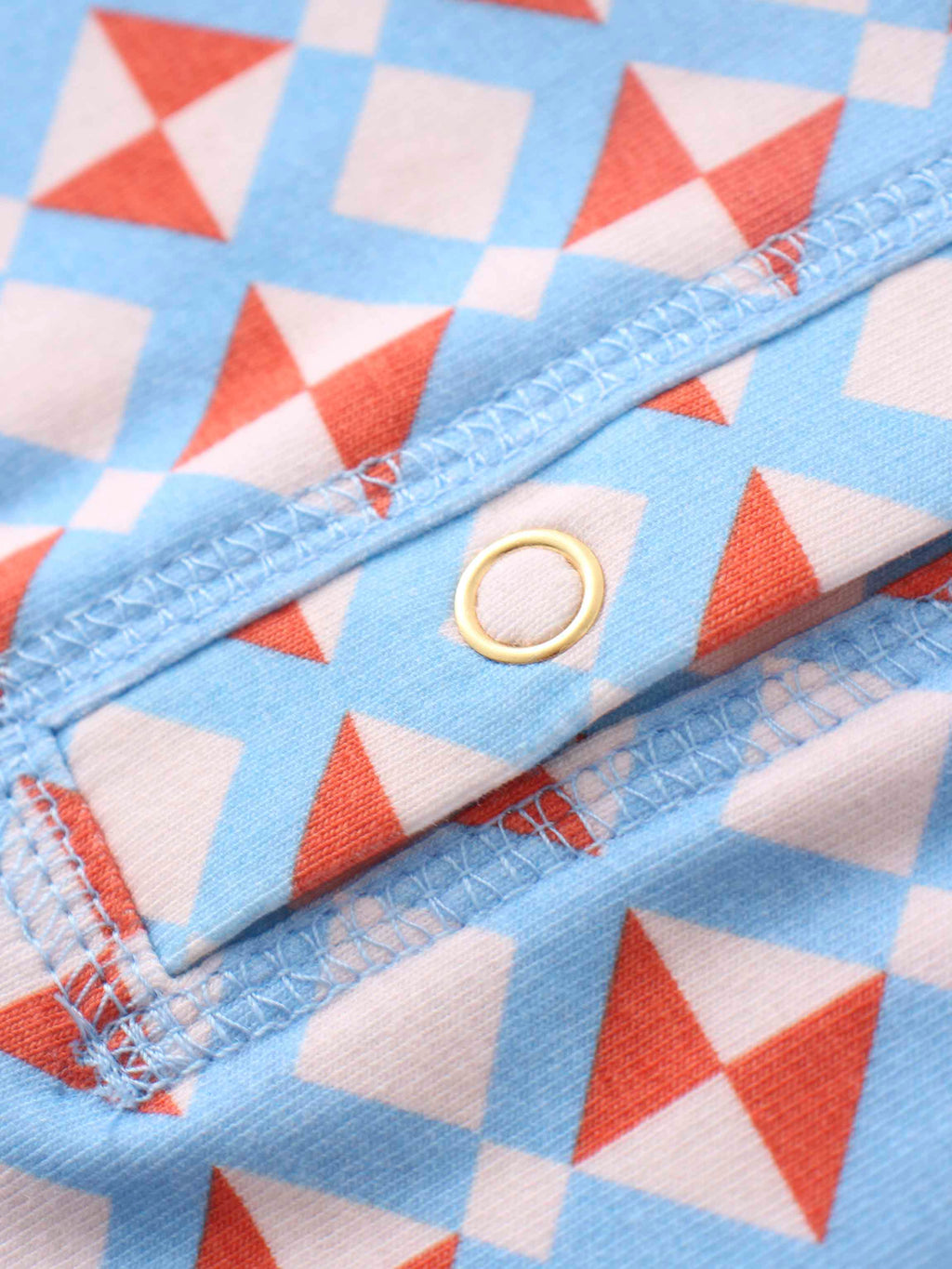 Printed Collar Snap Tee-Kaleidoscope Geo