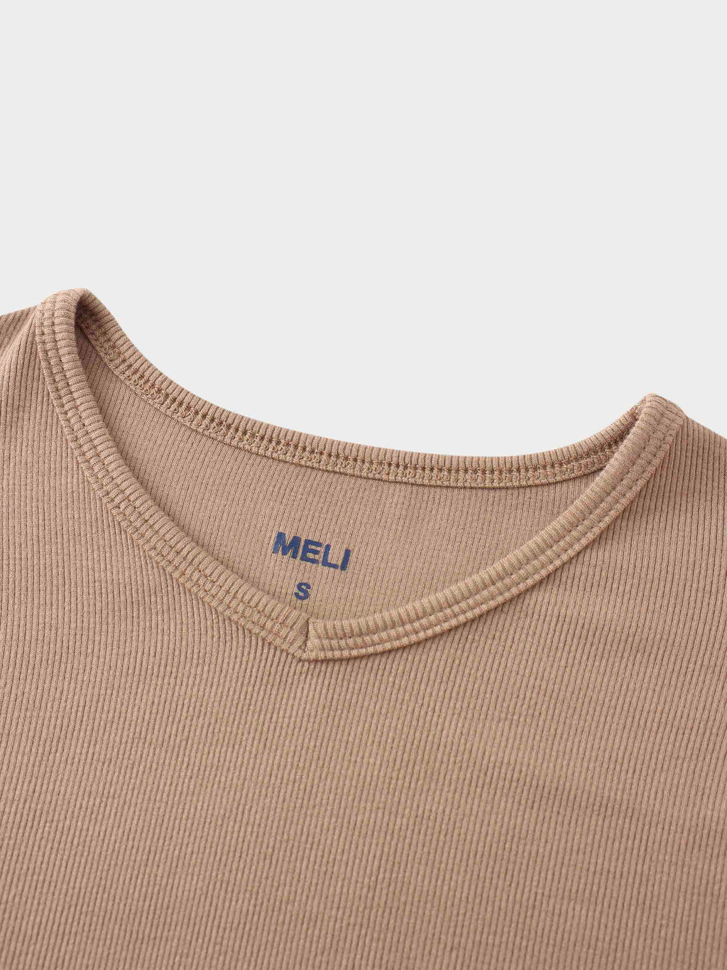 RIBBED HIGH V LS-TAUPE