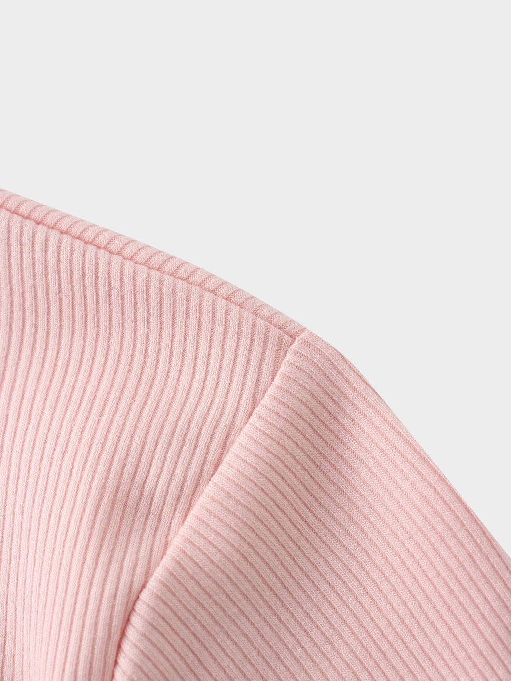 RIBBED HIGH V TEE LS-BABY PINK