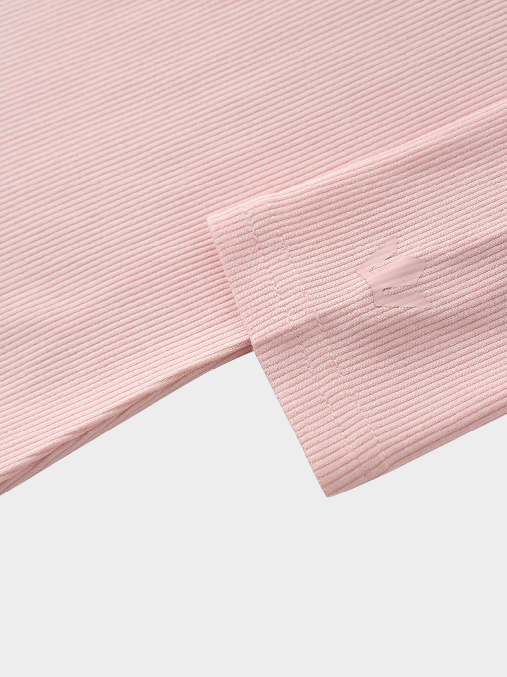 RIBBED HIGH V TEE LS-BABY PINK