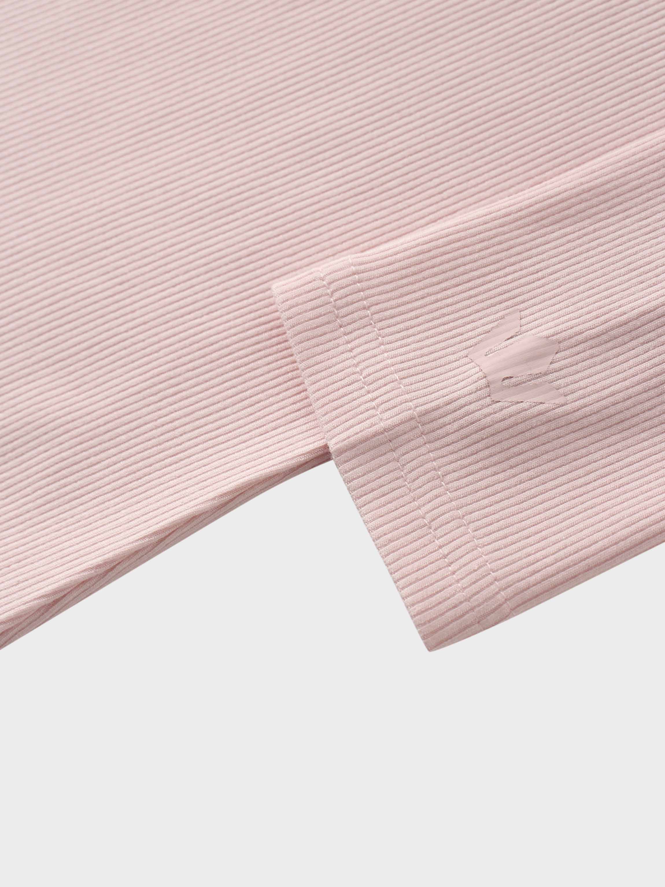 RIBBED HIGH V TEE LS-BABY PINK