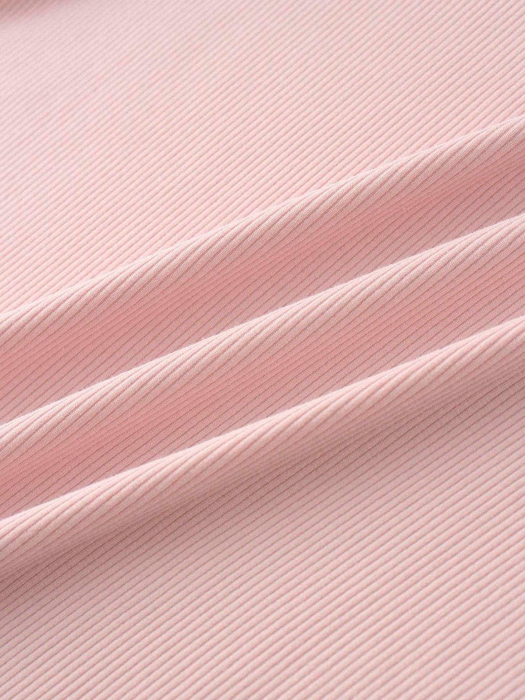 RIBBED HIGH V TEE LS-BABY PINK
