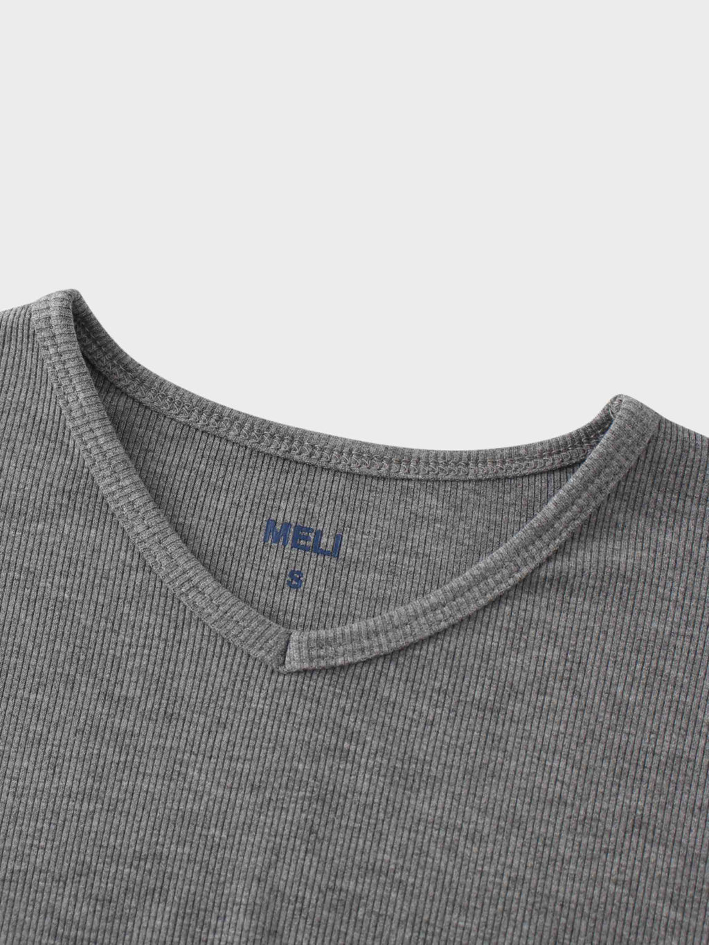 RIBBED HIGH V LS-GREY